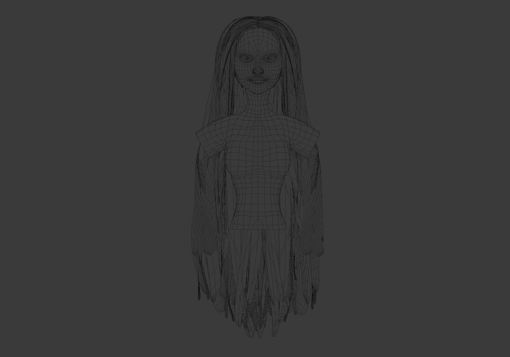 Basic Long Hairstyle 3D model_5