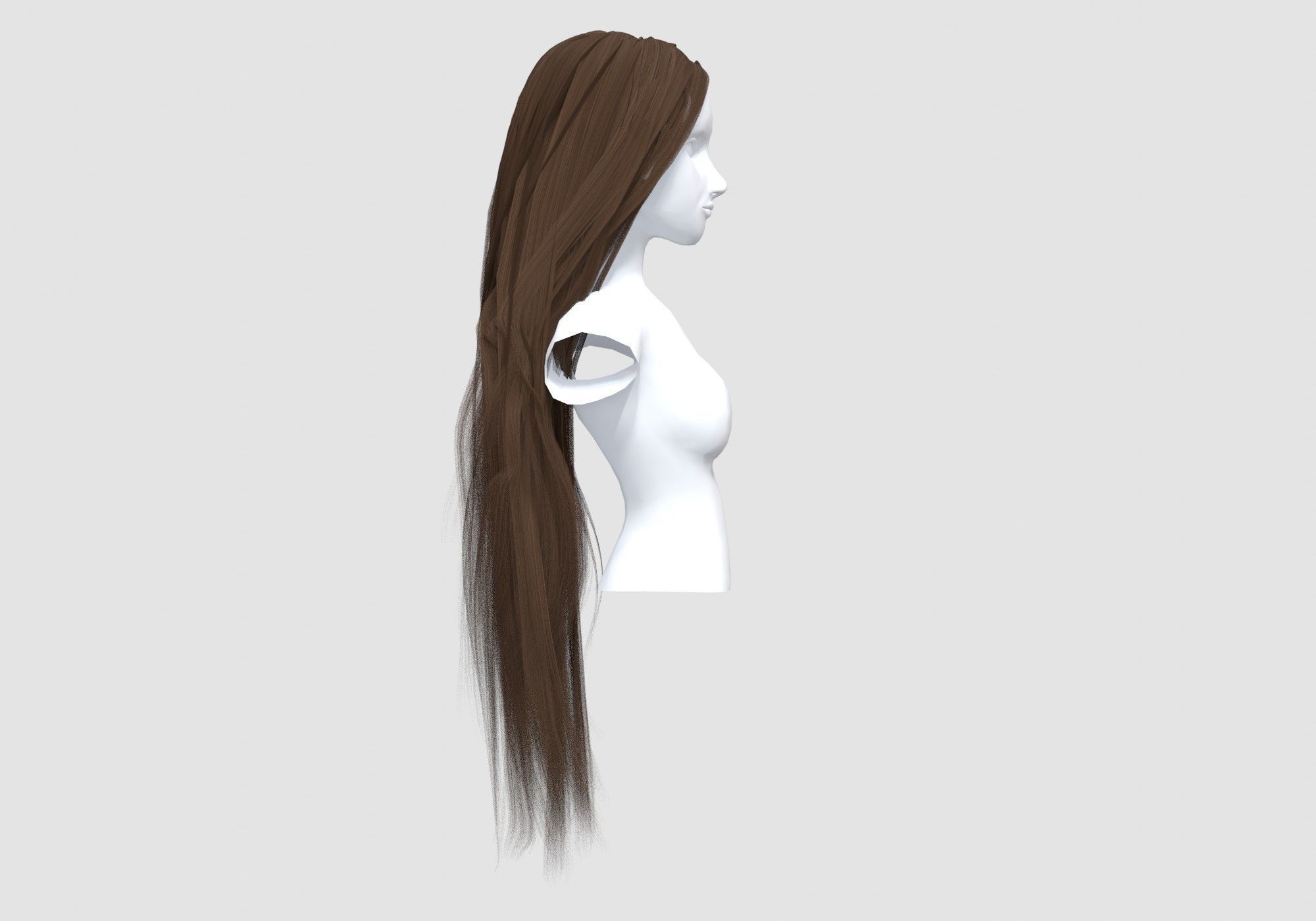 Basic Long Hairstyle 3D model_2