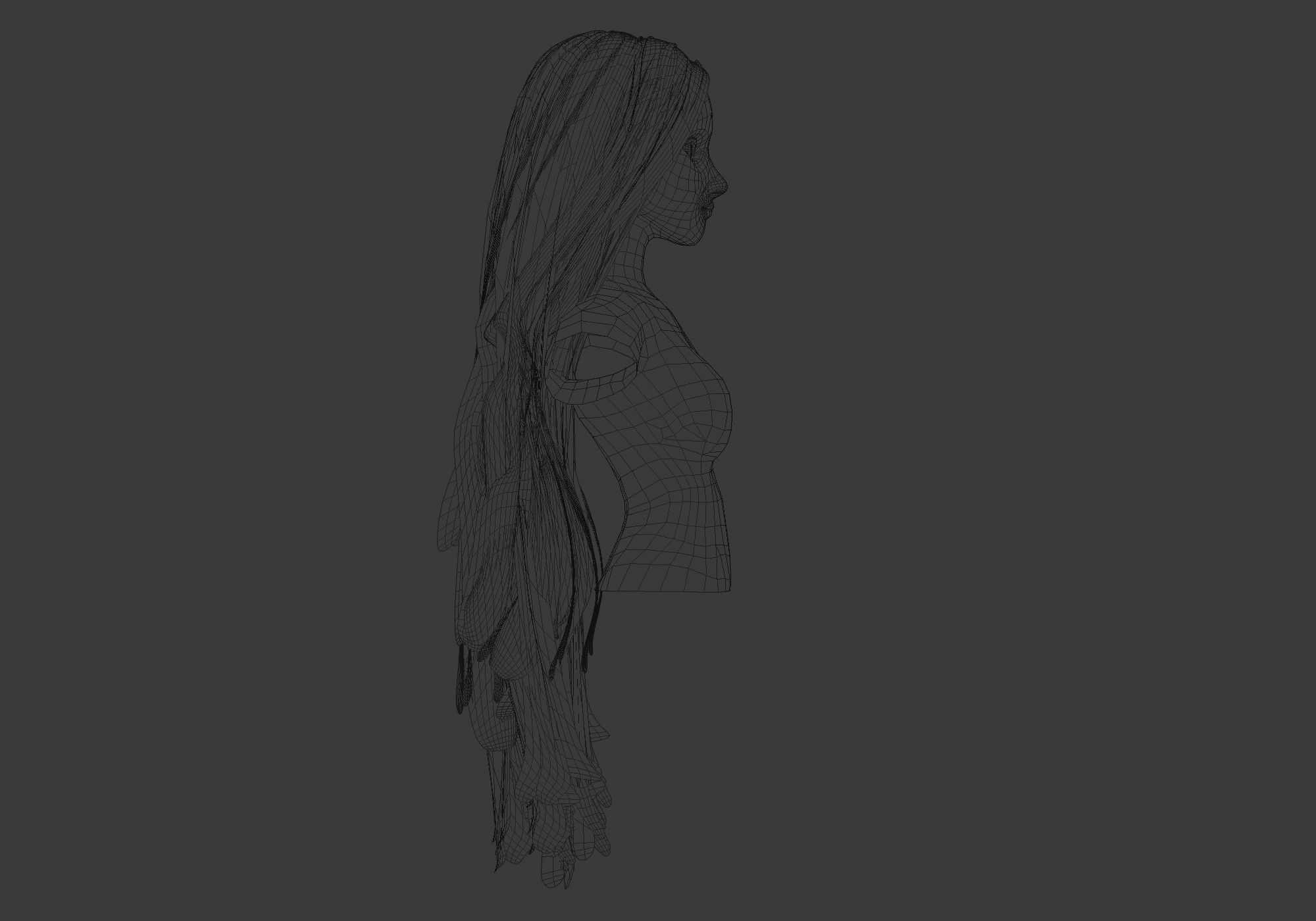 Basic Long Hairstyle 3D model_7