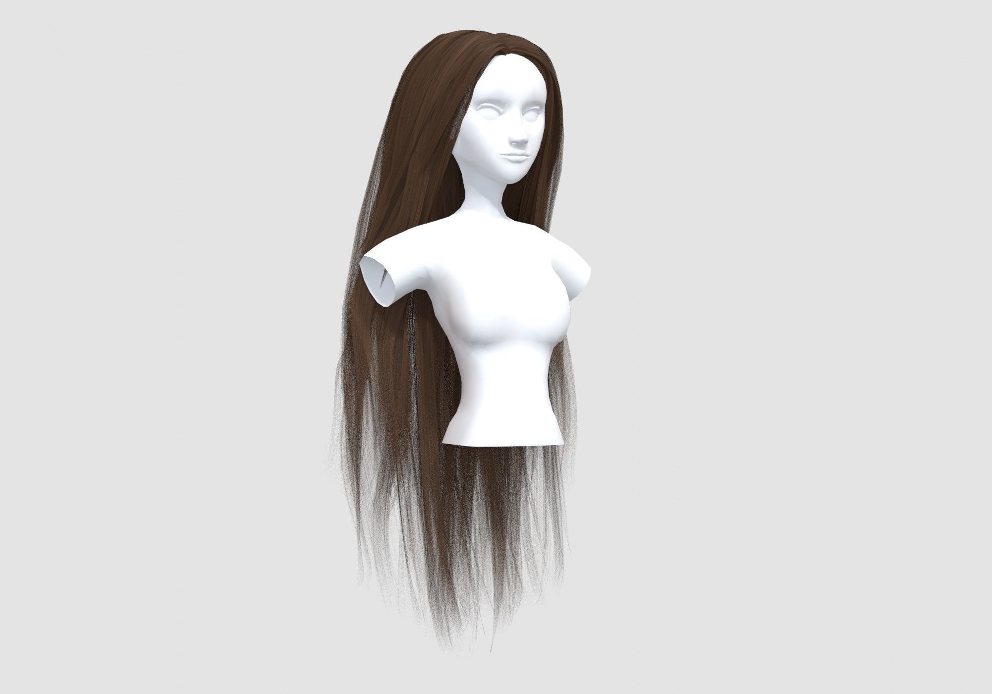 Basic Long Hairstyle 3D model_1