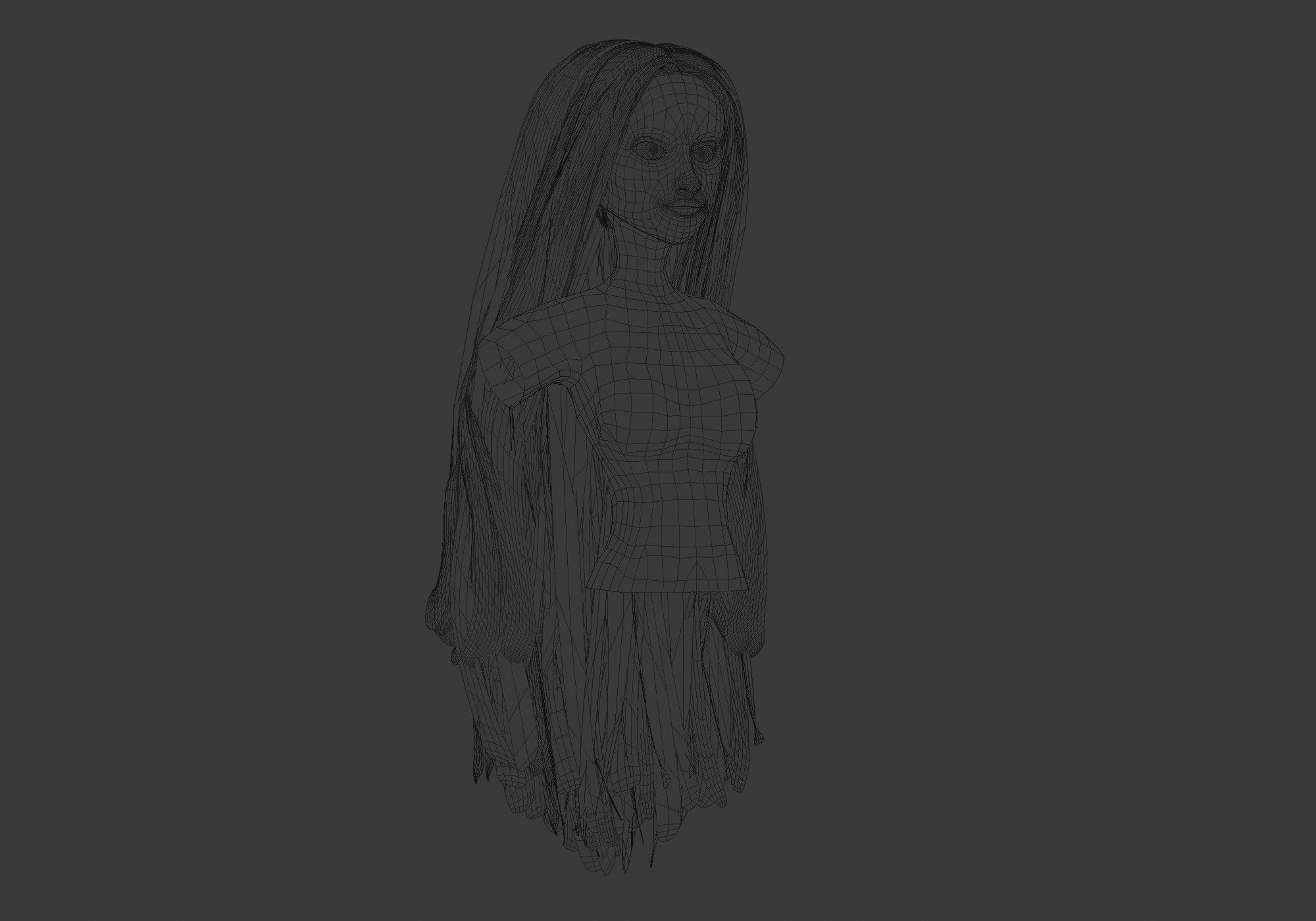 Basic Long Hairstyle 3D model_6