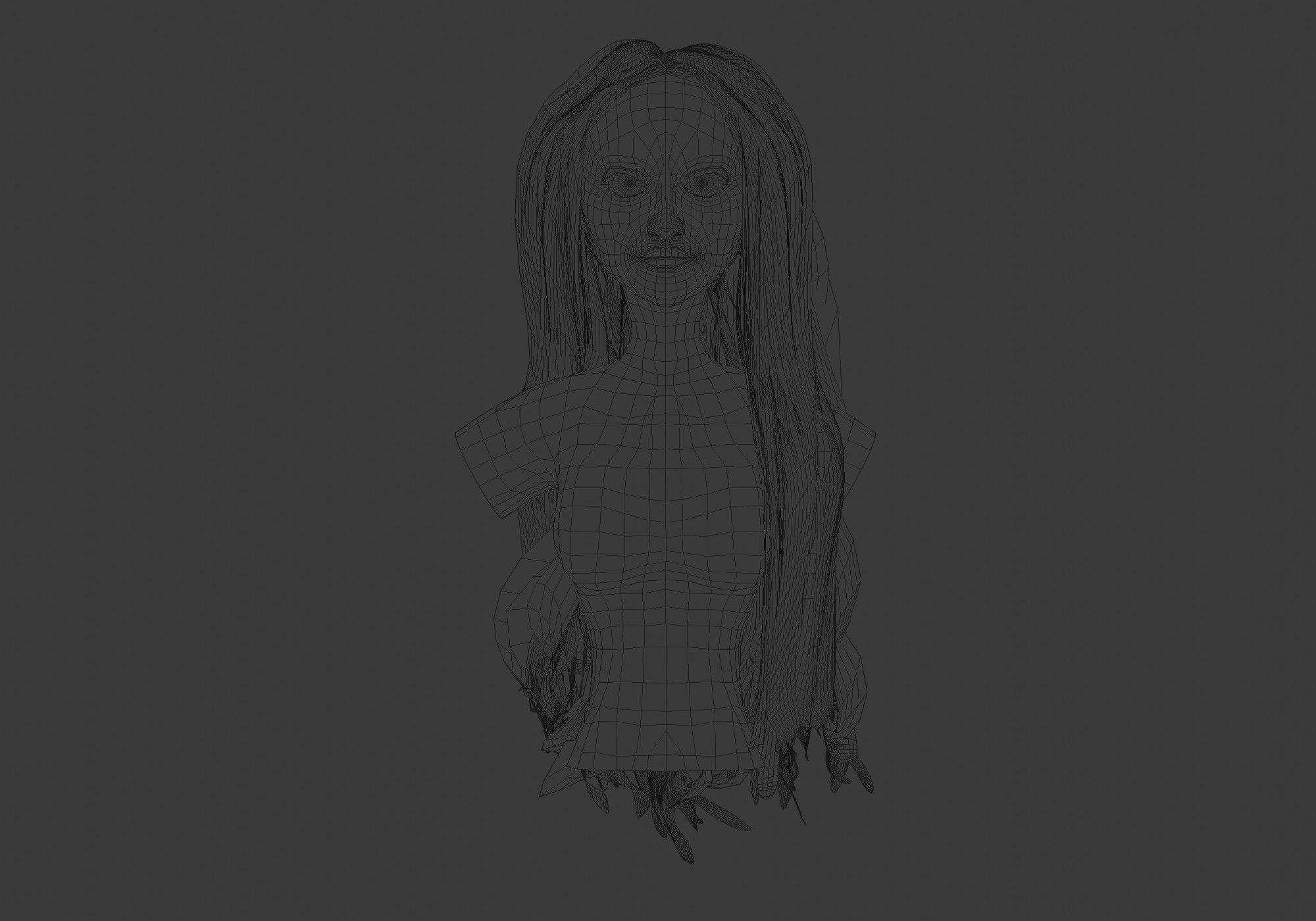 Basic Female Hairstyle 3D model_5