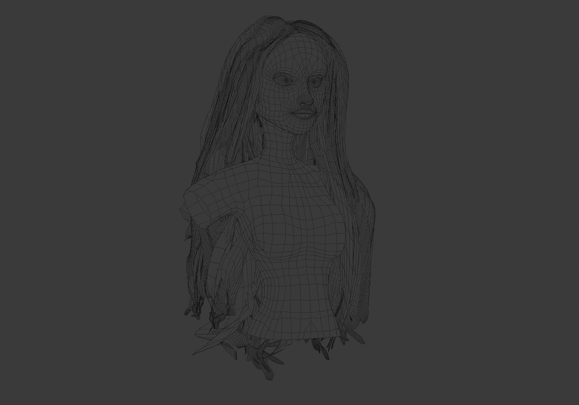 Basic Female Hairstyle 3D model_6