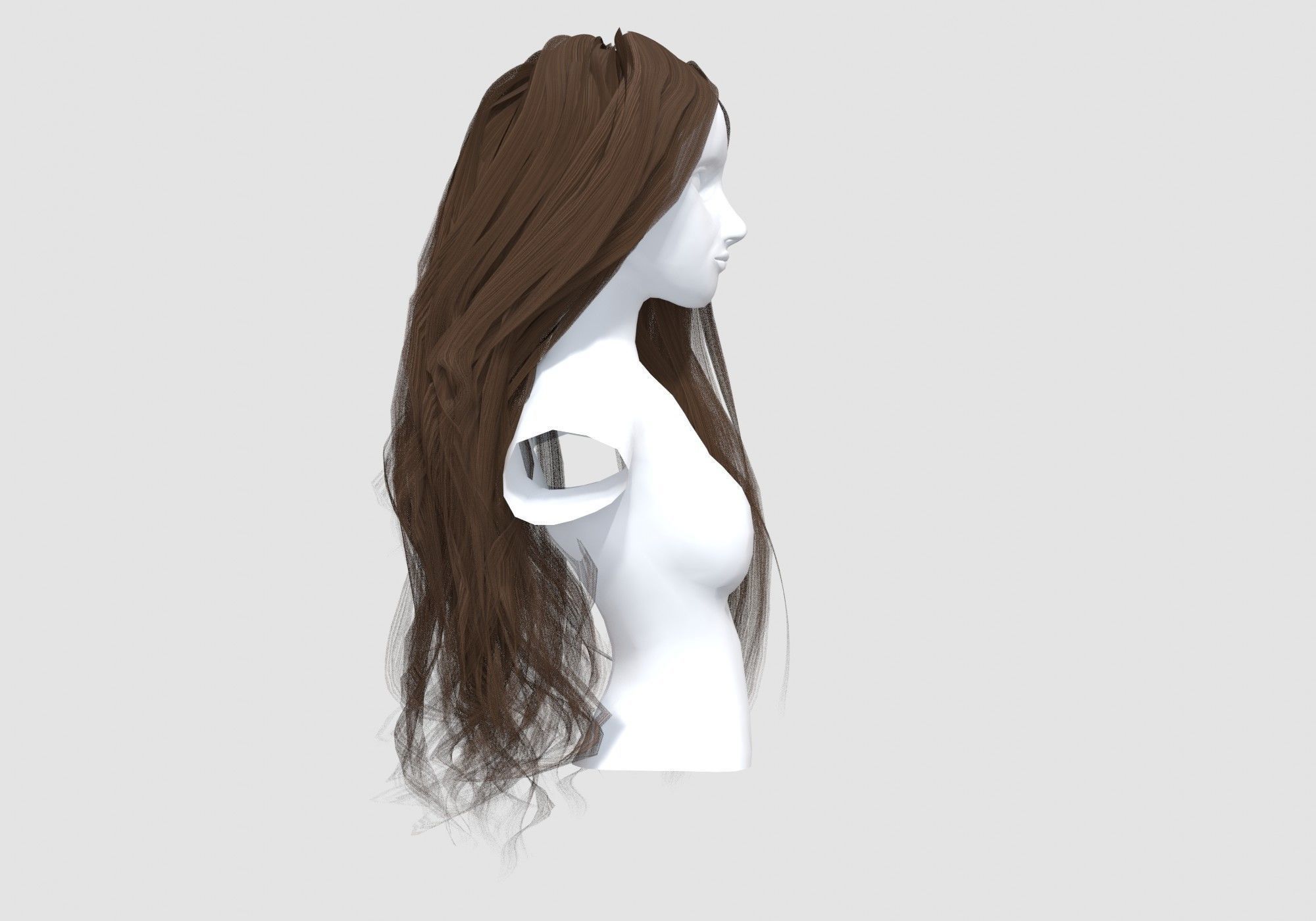 Basic Female Hairstyle 3D model_2