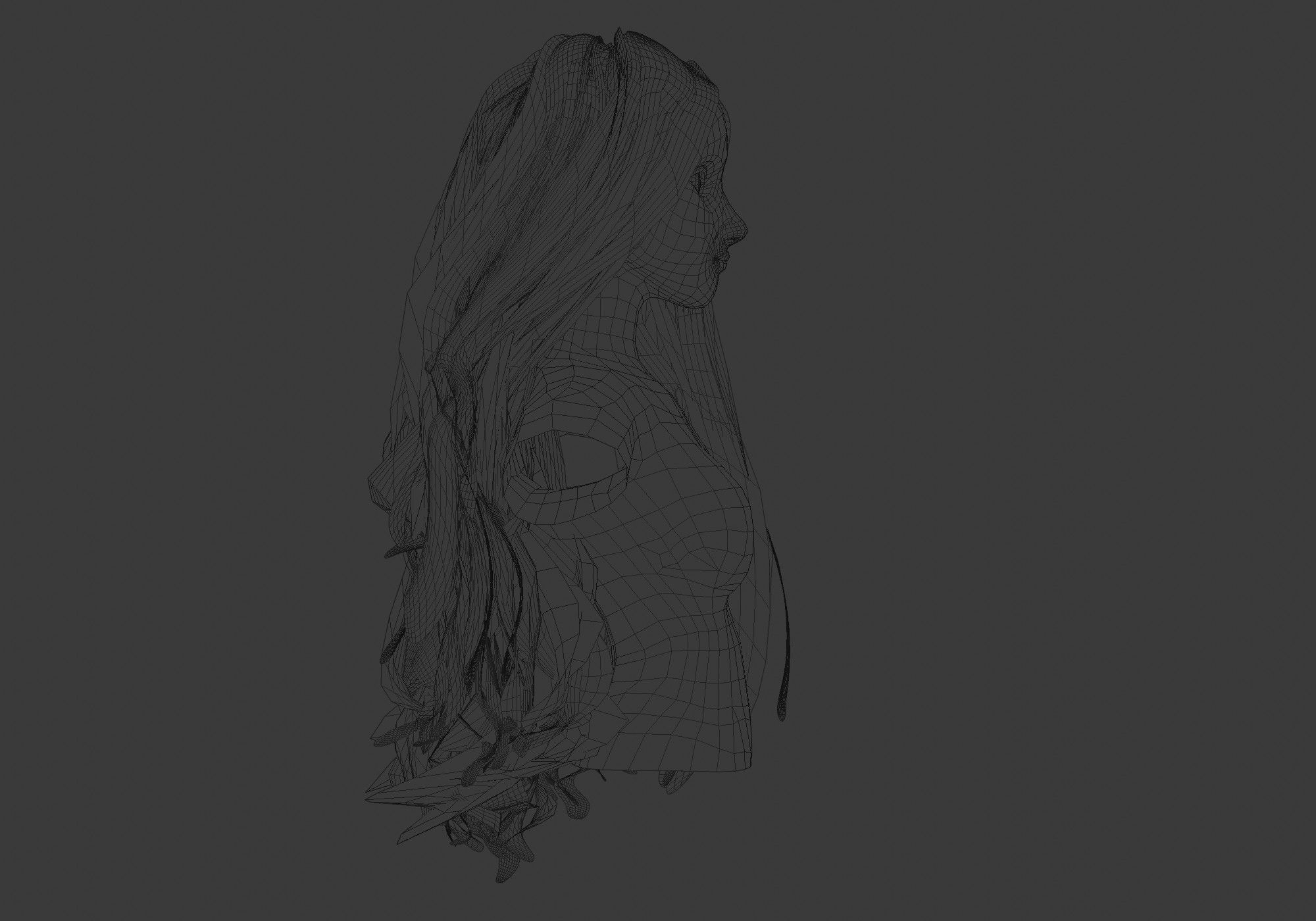 Basic Female Hairstyle 3D model_7