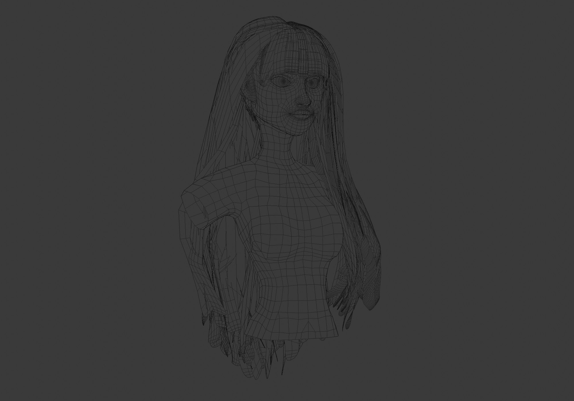 Bangs Realistic Hairstyle  3D model_6