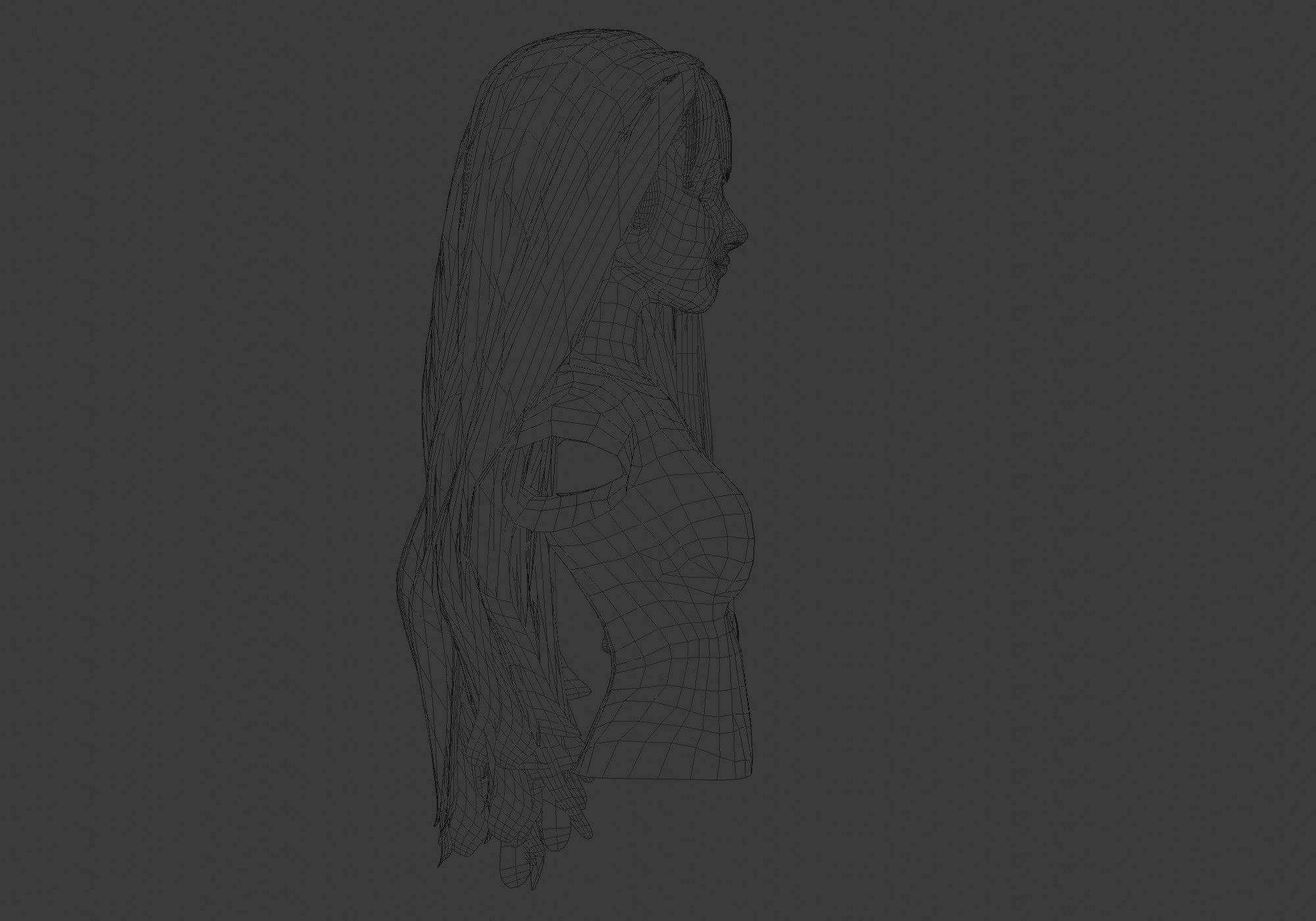 Bangs Realistic Hairstyle  3D model_7