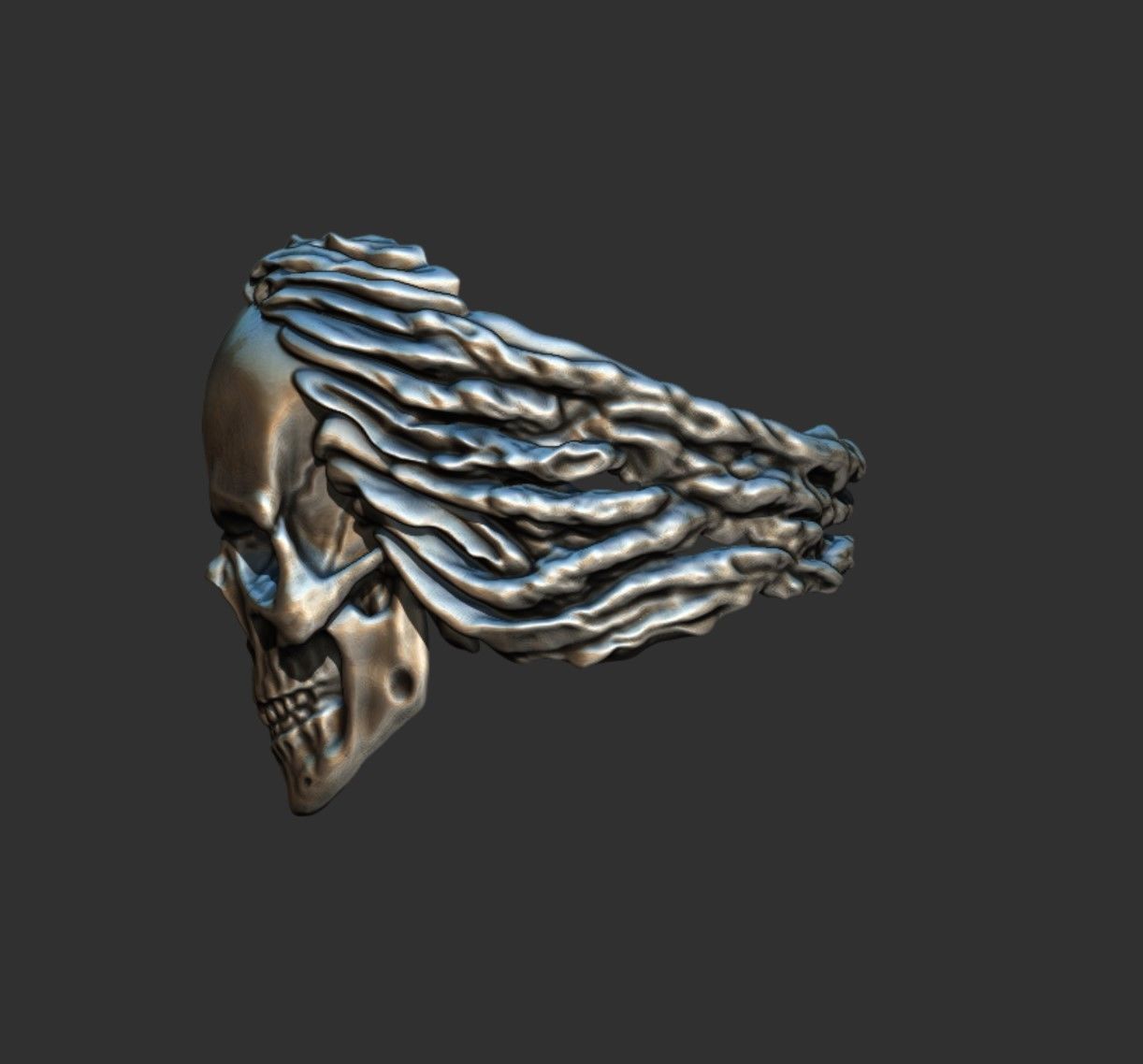 Skull ring in for a biker 3D print model 3D print model_12