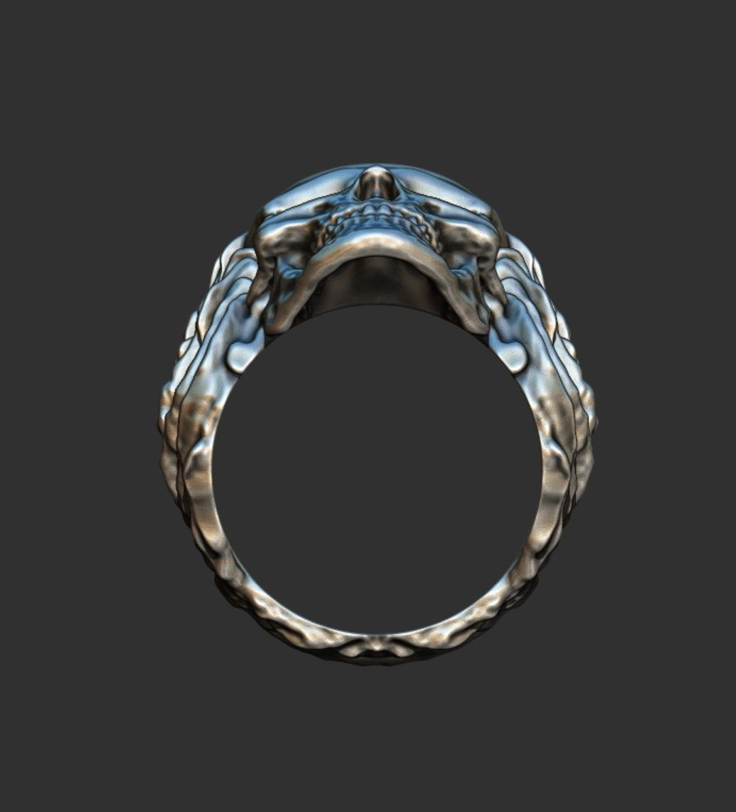 Skull ring in for a biker 3D print model 3D print model_10