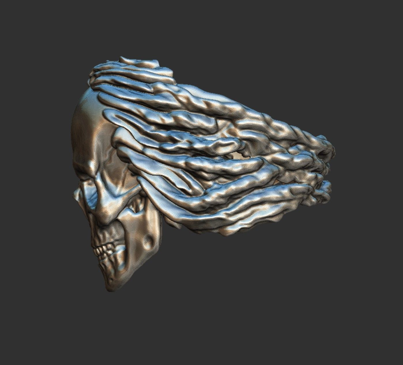 Skull ring in for a biker 3D print model 3D print model_7