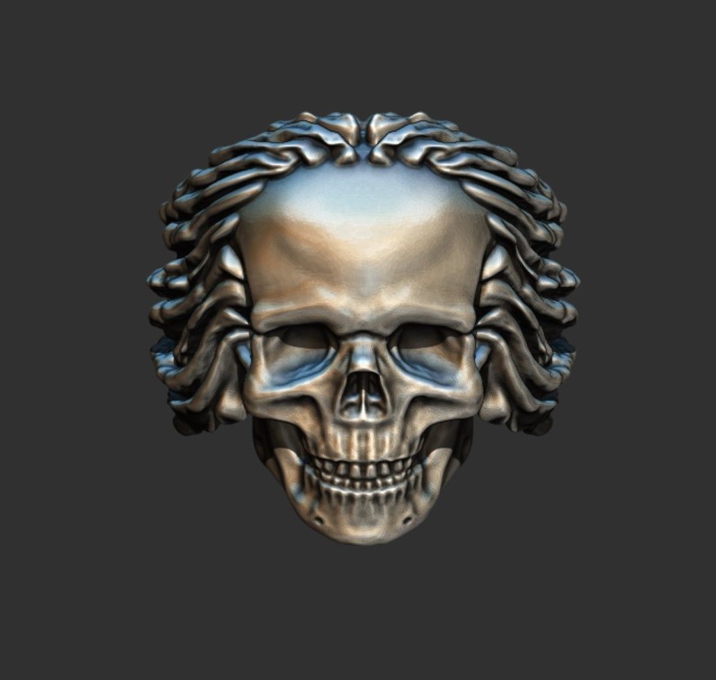 Skull ring in for a biker 3D print model 3D print model_11