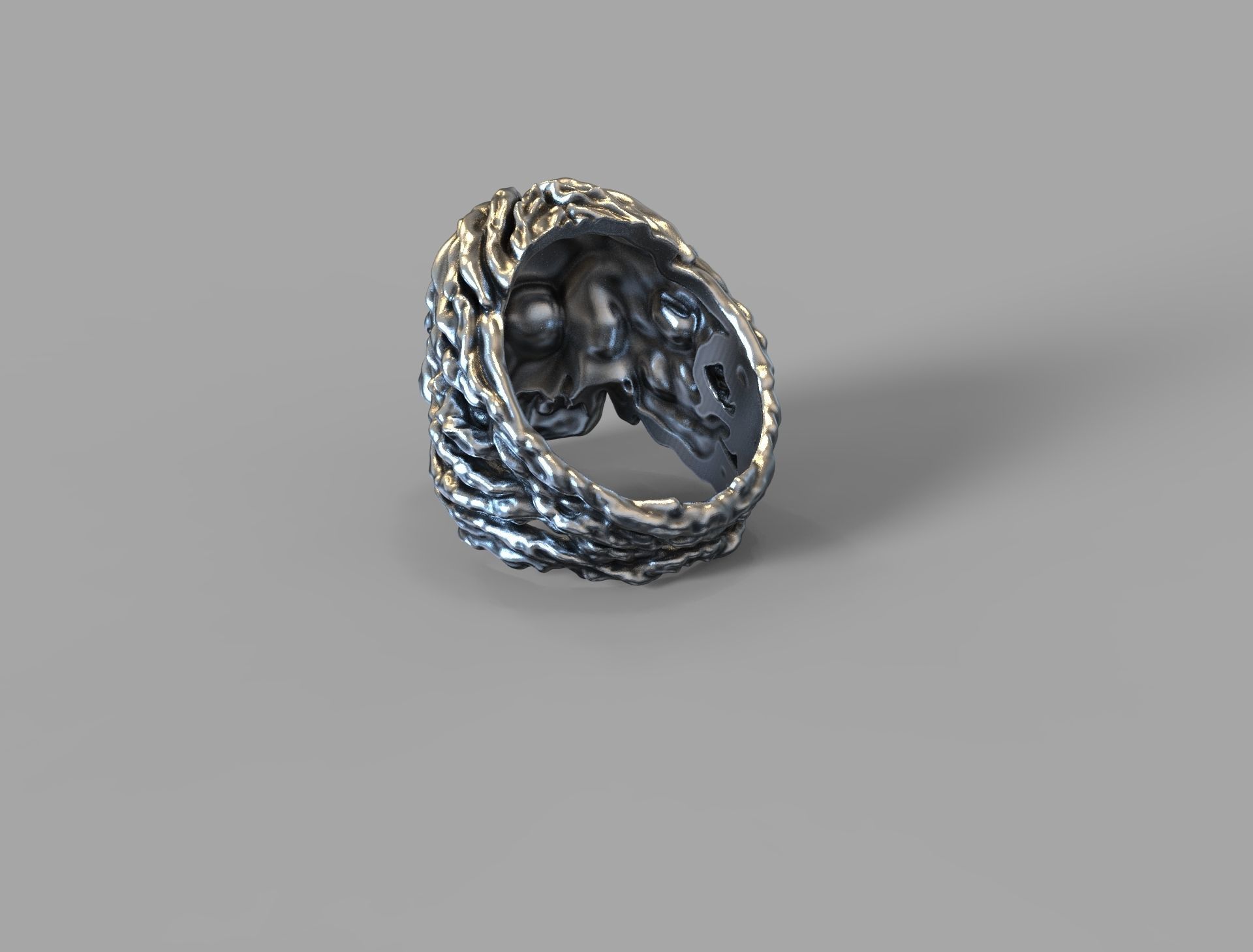 Skull ring in for a biker 3D print model 3D print model_3