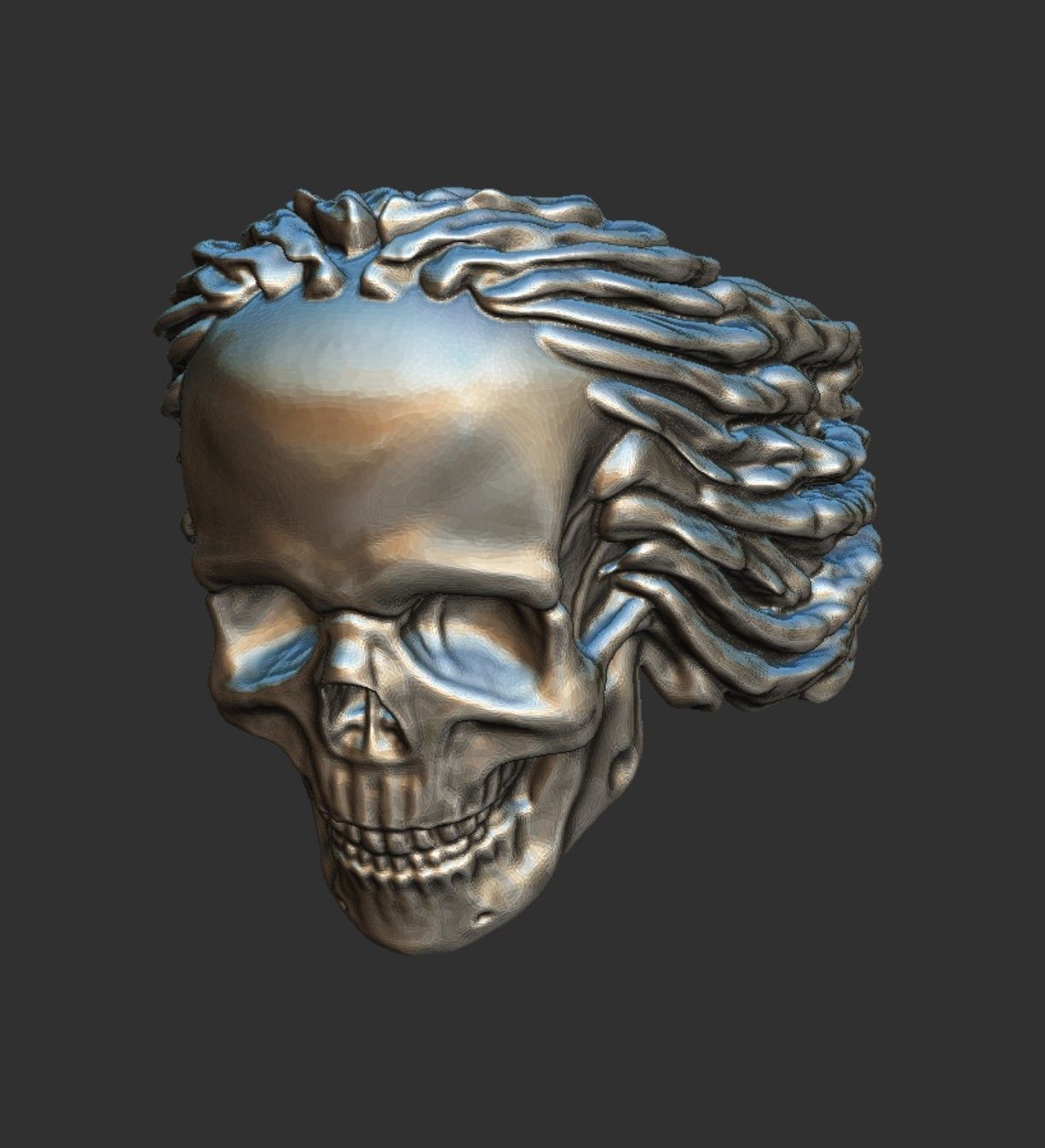 Skull ring in for a biker 3D print model 3D print model_8