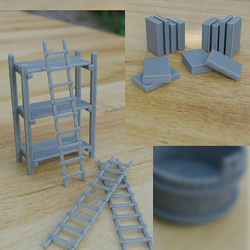ITEMS BOOK SHELF  CERAMICS FOR DIORAMA TABLETOP 1-35 3D print model