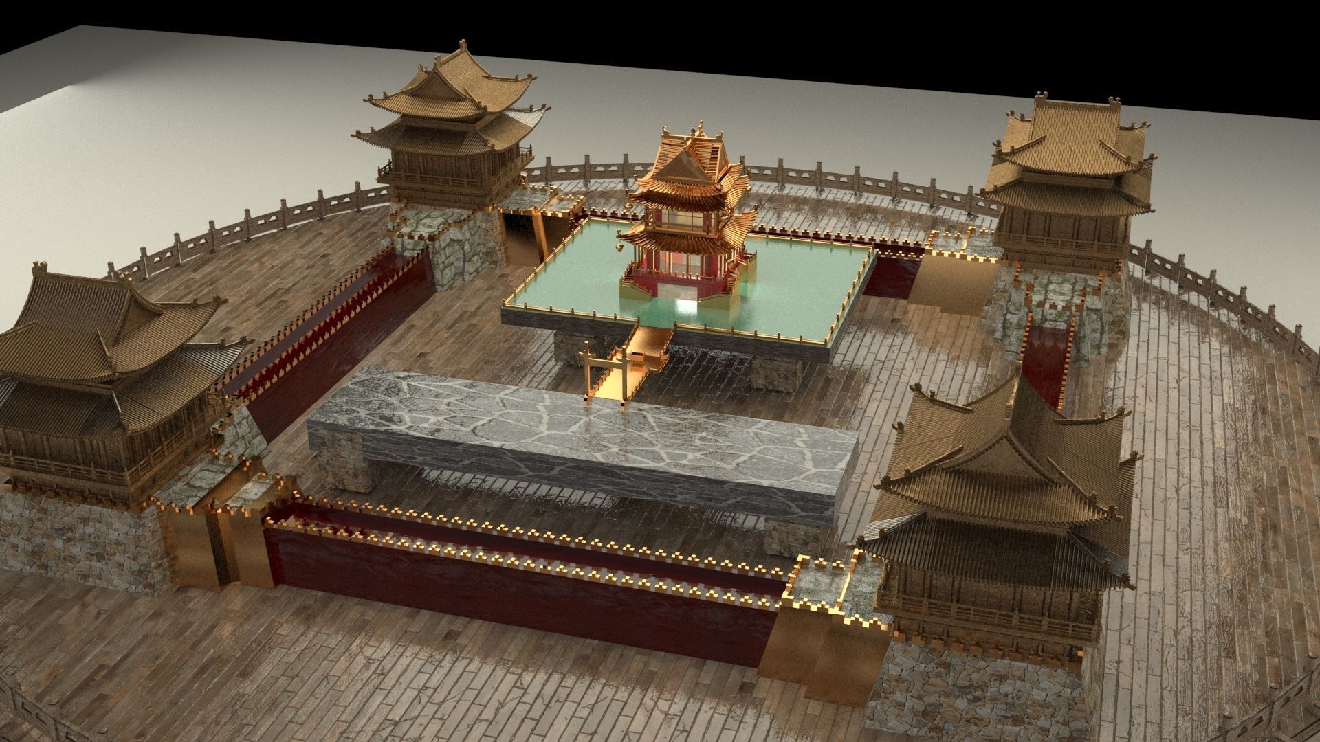 Chnese castle 3D model_1