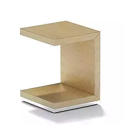 C Shape Natural Wood Side Table 3D model