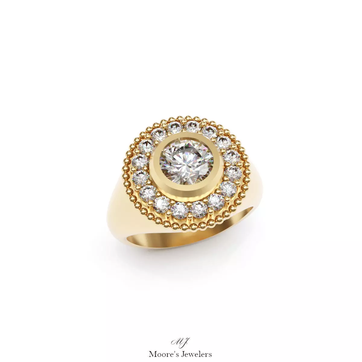 Bezel and Prong Set Beaded Everyday Ring 3D print model