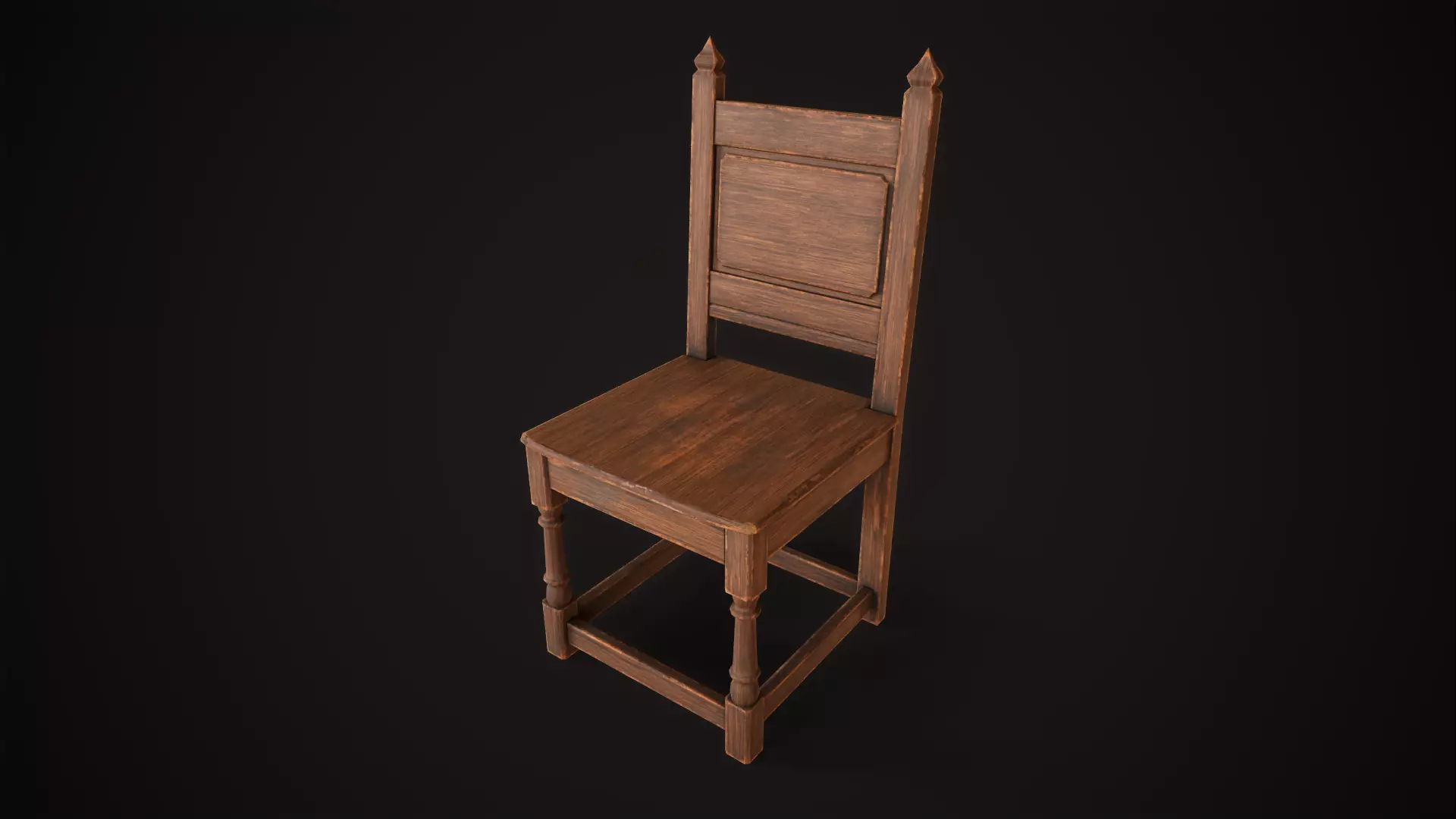 Medieval old chair Low-poly 3D model