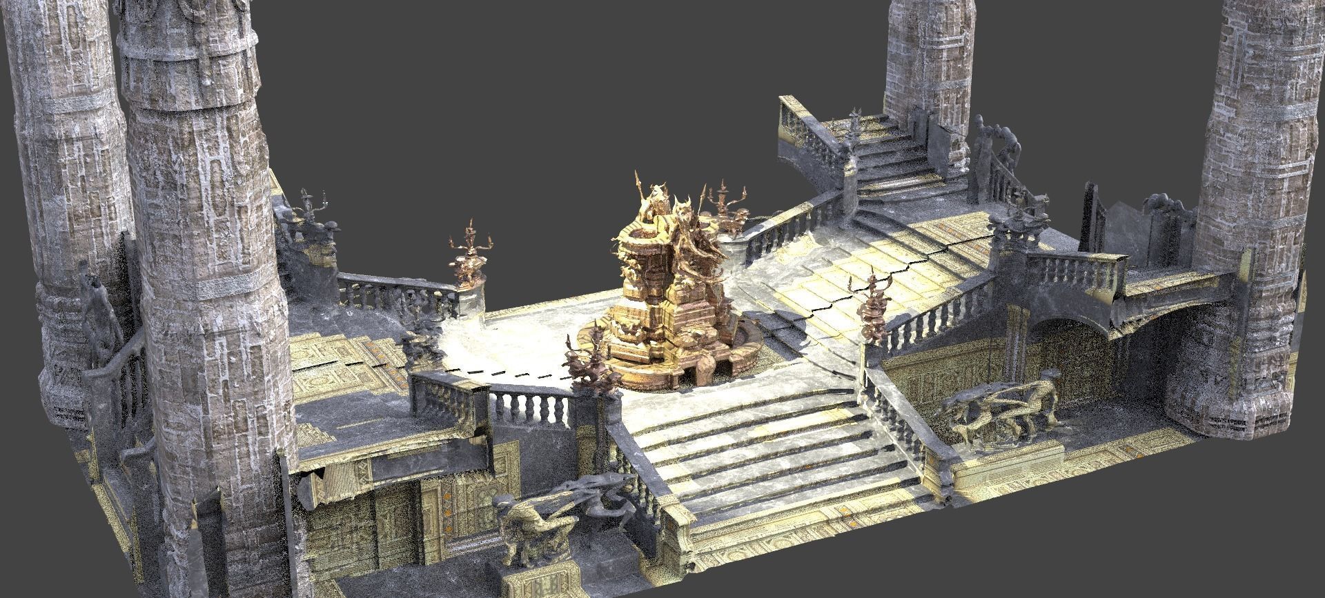 Gothic hall Fantasy 2  3D model_2