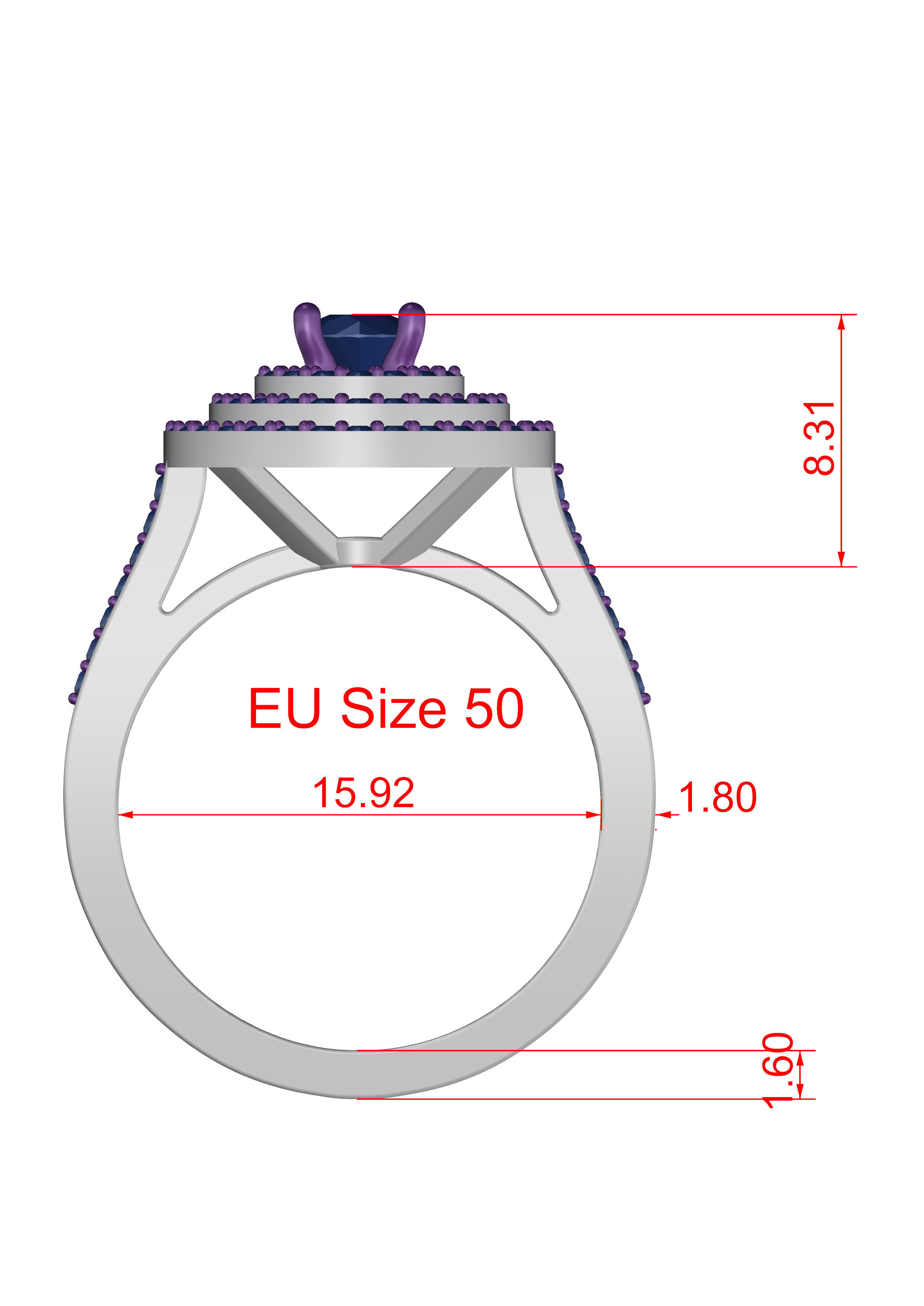 Diamond Ring 3D print model_1