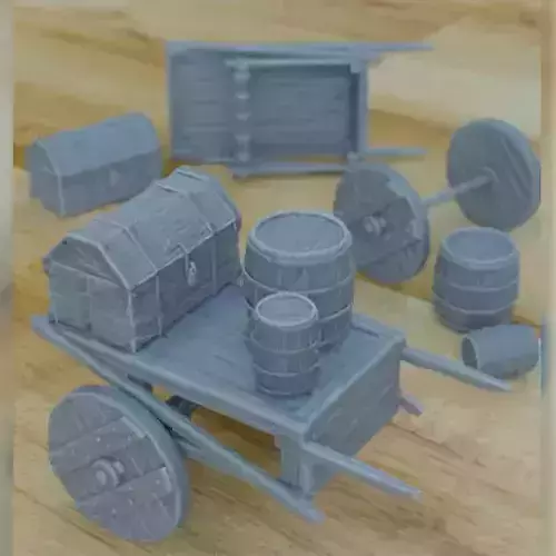 WOODEN CART PROPS FOR DIORAMA TABLETOP 1-35 SUPPORTED STL