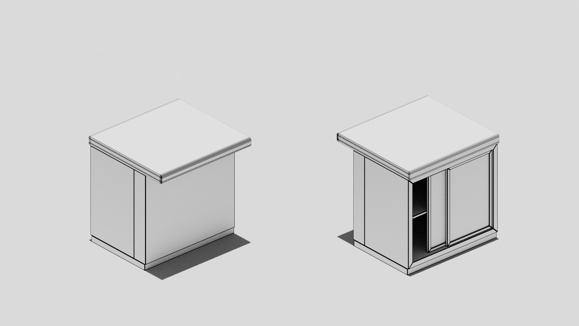 Japanese Furniture Kit - Counter 1 of 7 Straight Low-poly 3D model_8