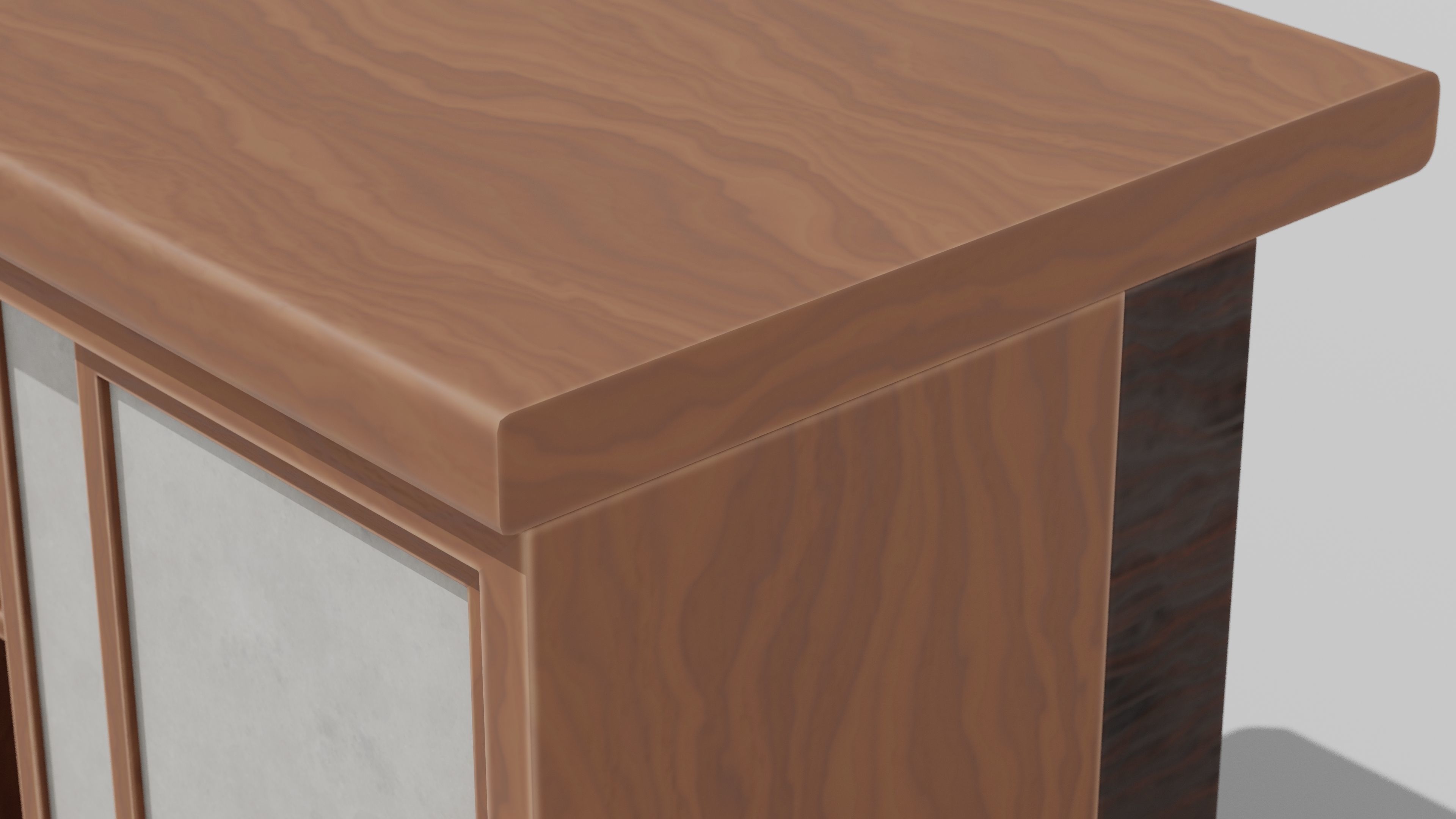 Japanese Furniture Kit - Counter 1 of 7 Straight Low-poly 3D model_6