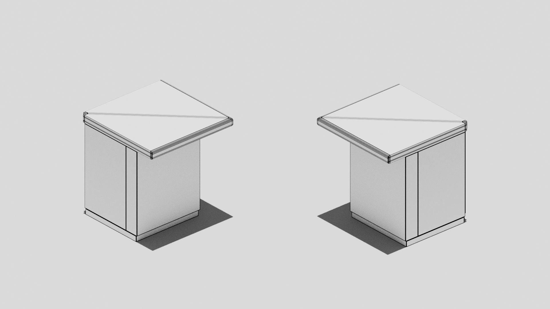 Japanese Furniture Kit - Counter 2 of 7 Outer Corner Low-poly 3D model_8
