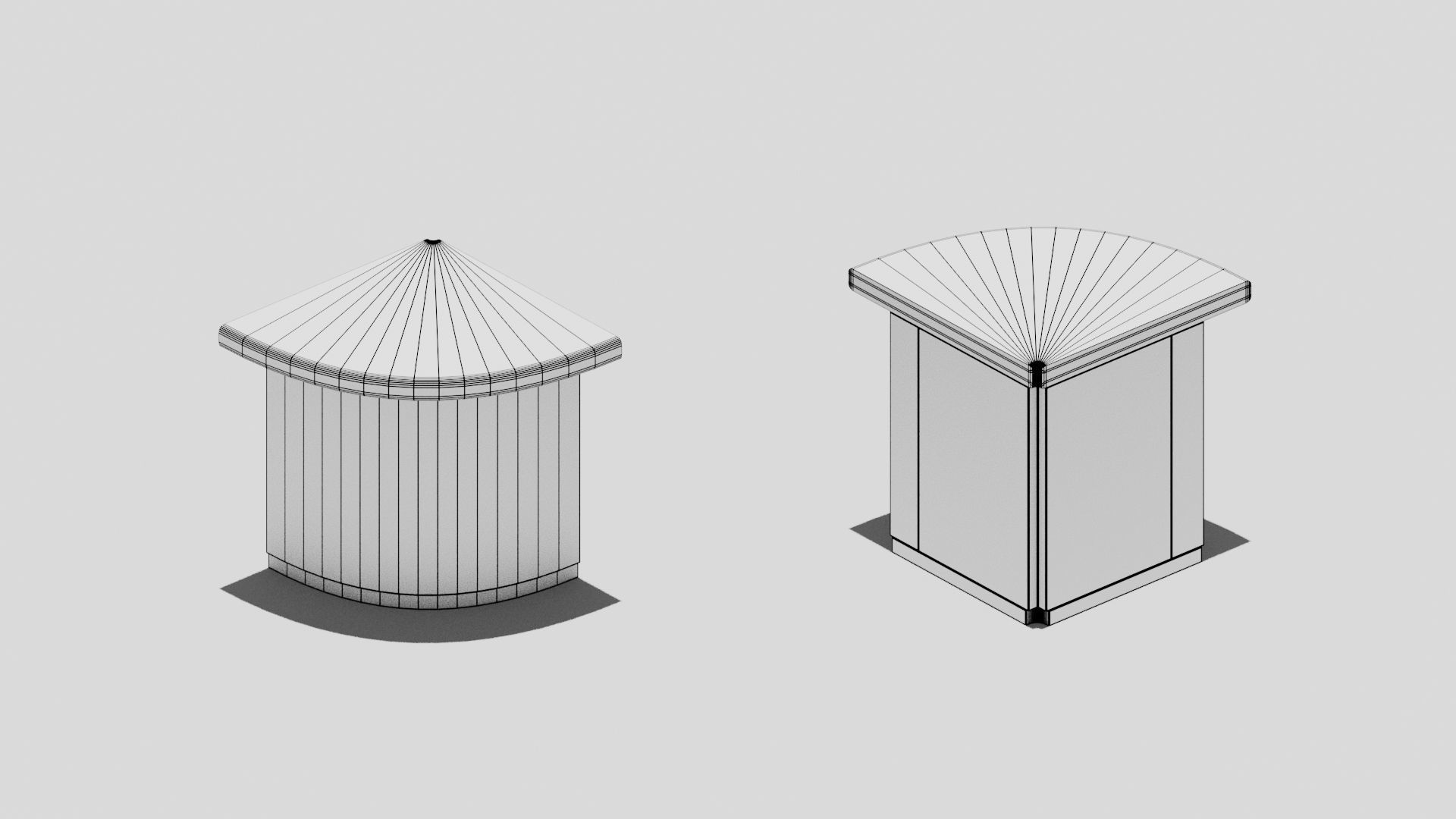 Japanese Furniture Kit - Counter 4 of 7 Outer Corner Round Low-poly 3D model_8