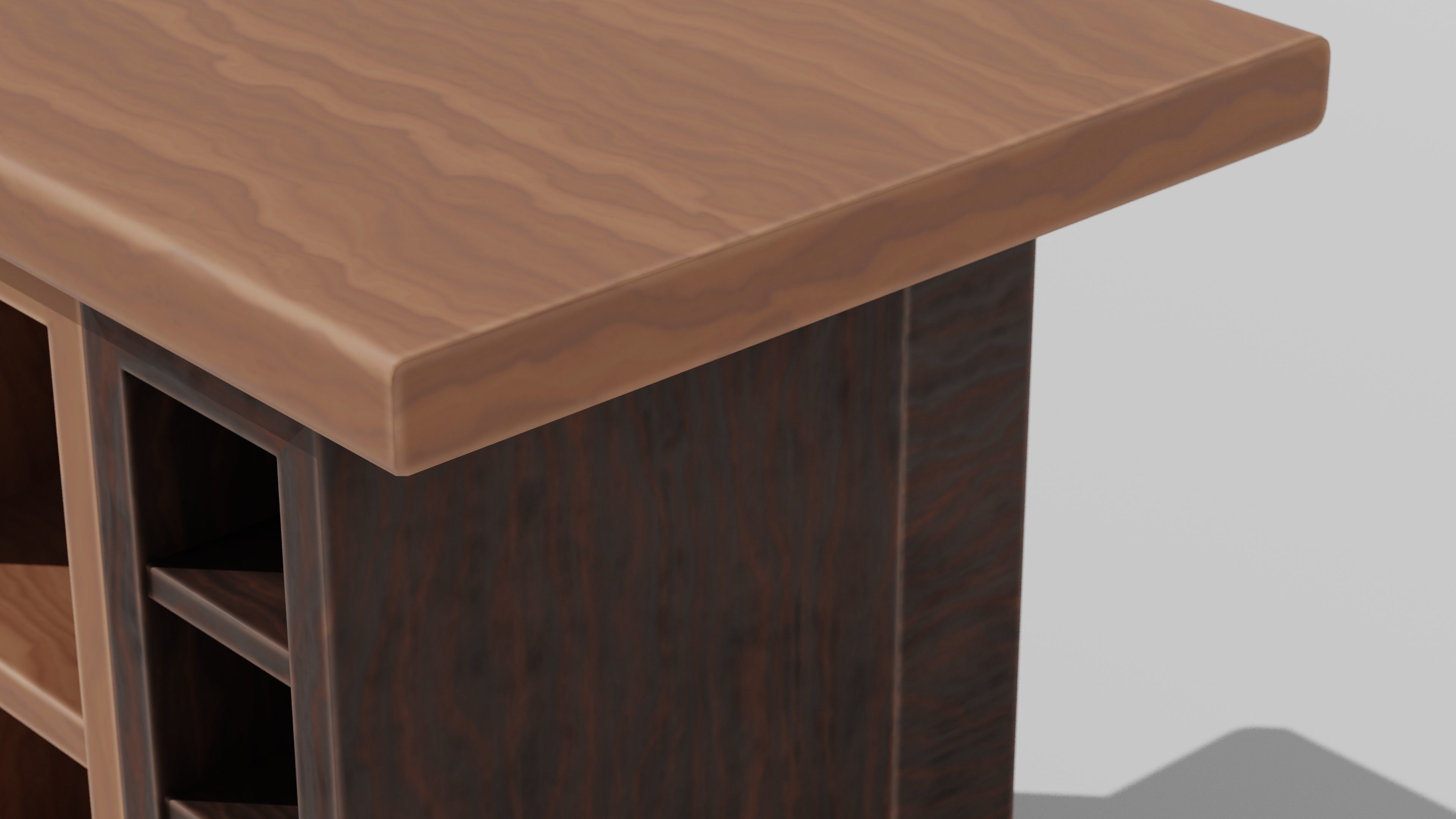 Japanese Furniture Kit - Counter 5 of 7 End Piece A Low-poly 3D model_5