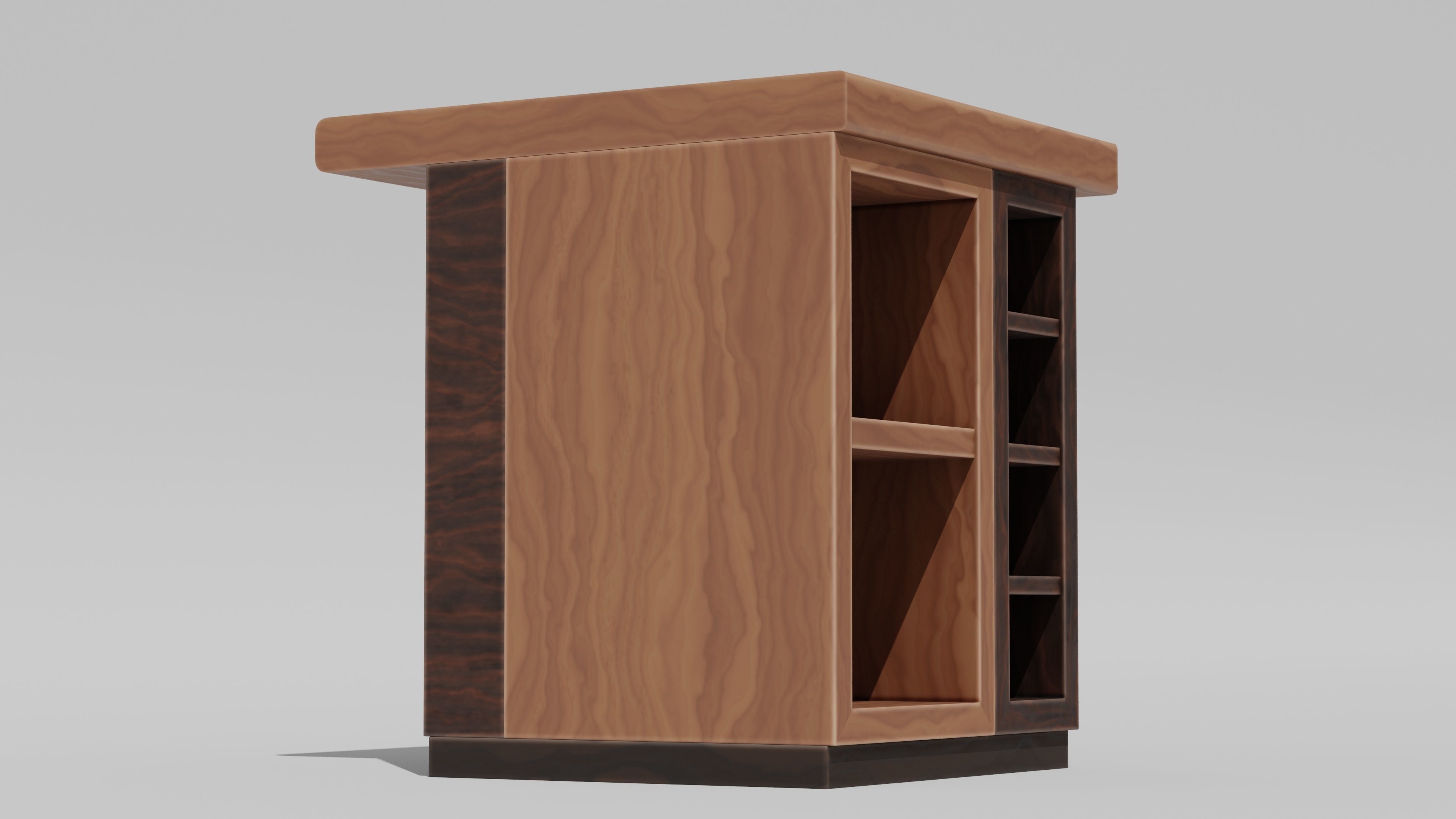 Japanese Furniture Kit - Counter 5 of 7 End Piece A Low-poly 3D model_6