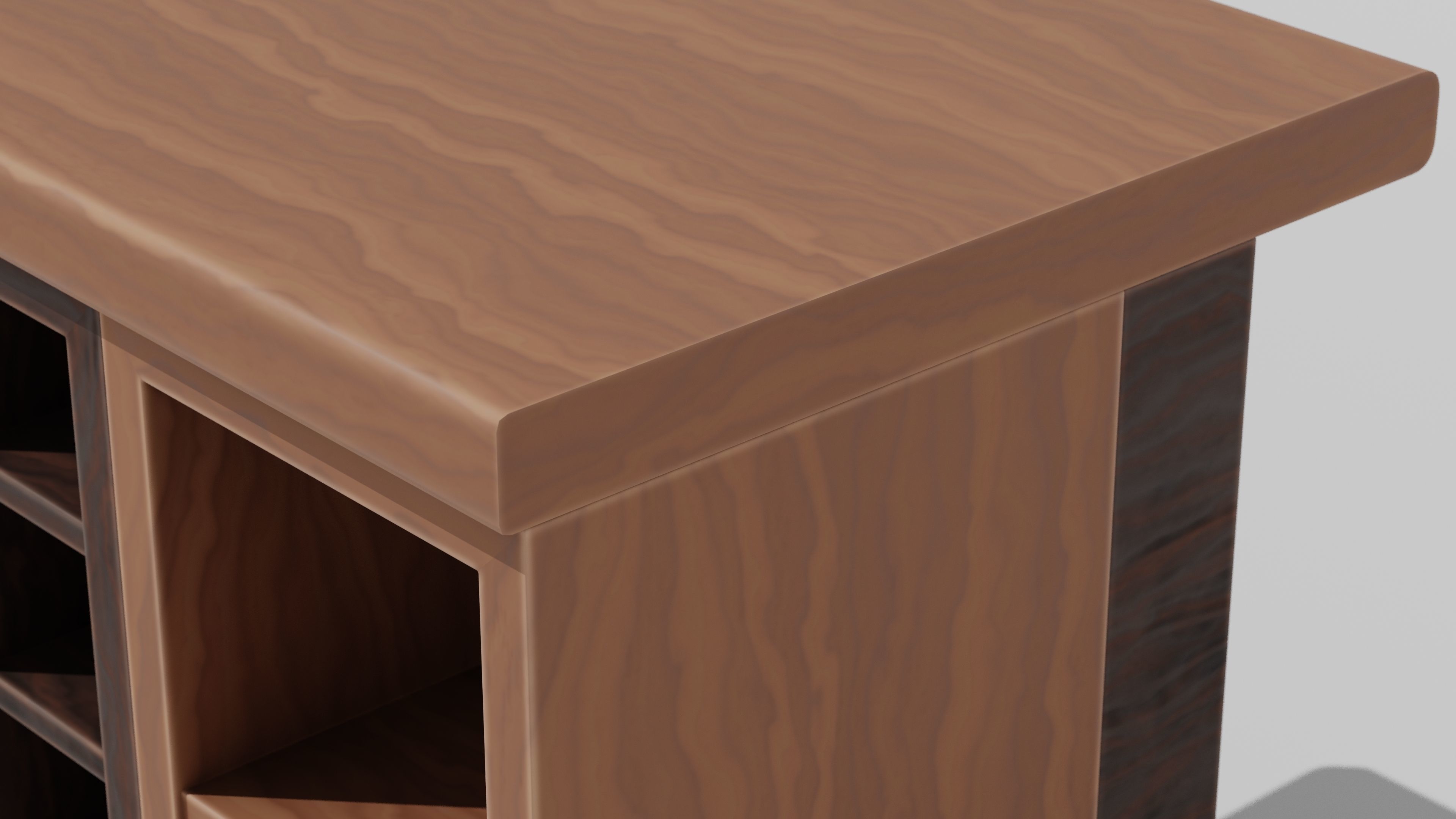 Japanese Furniture Kit - Counter 6 of 7 End Piece B Low-poly 3D model_6