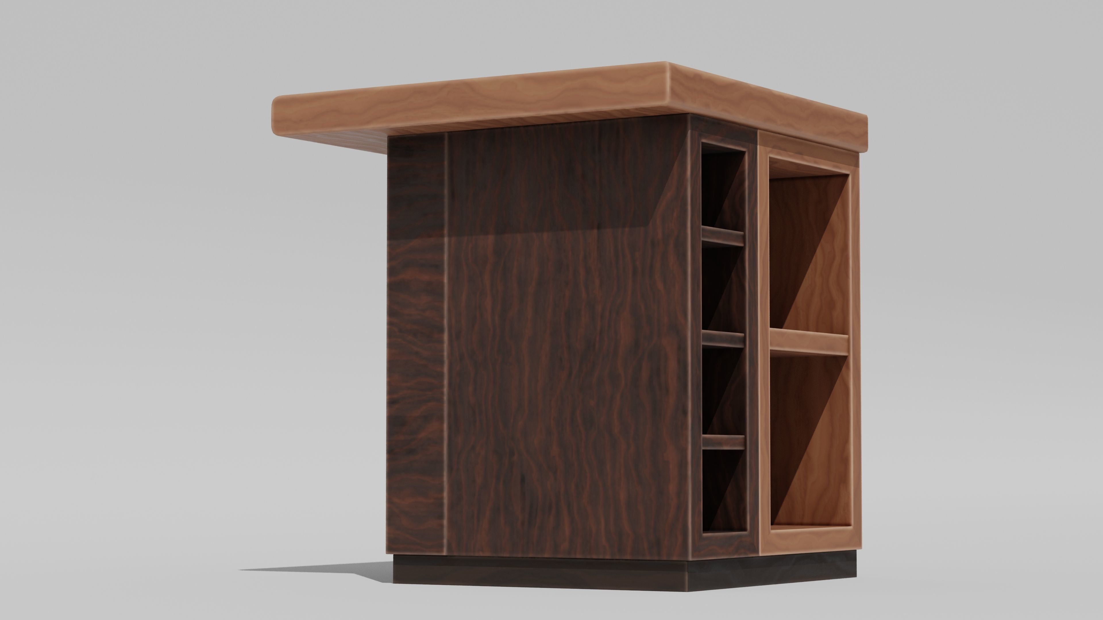 Japanese Furniture Kit - Counter 6 of 7 End Piece B Low-poly 3D model_2