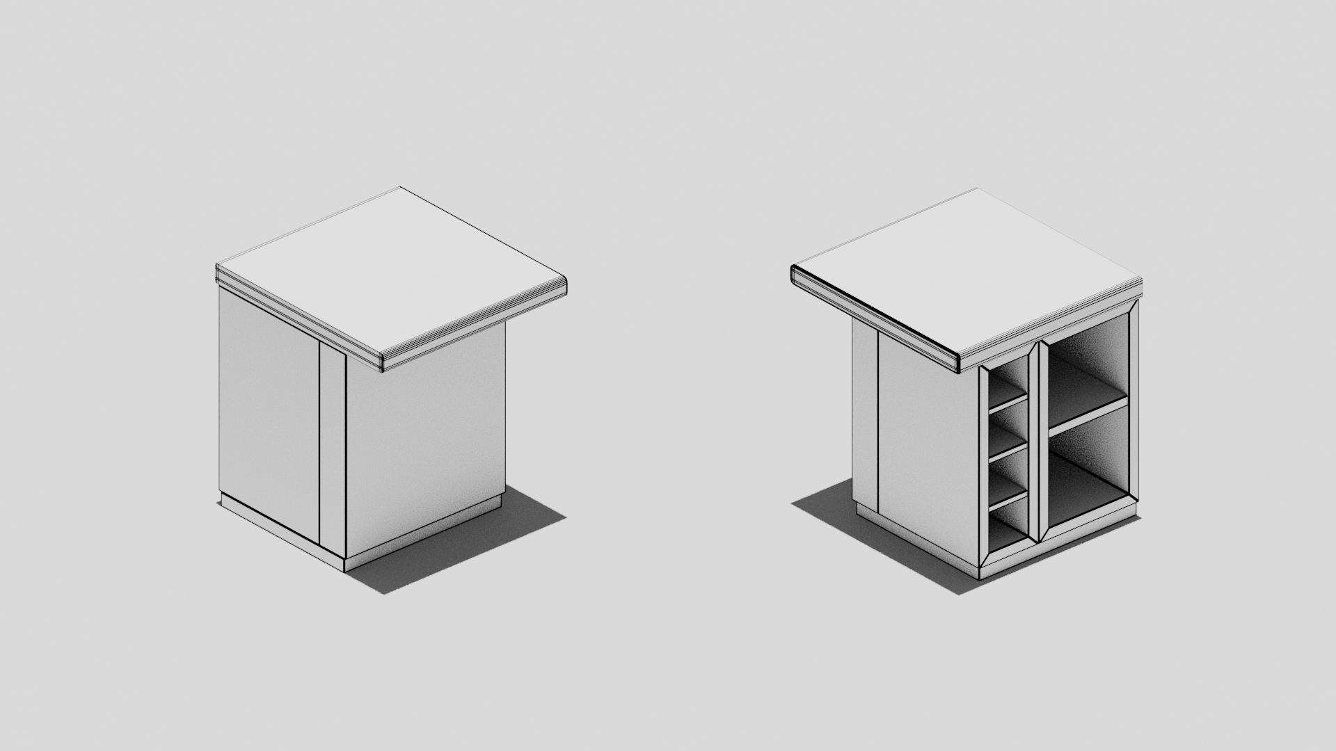 Japanese Furniture Kit - Counter 6 of 7 End Piece B Low-poly 3D model_8
