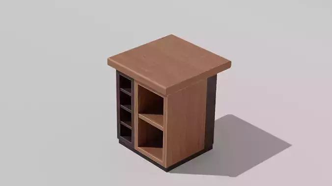 Japanese Furniture Kit - Counter 6 of 7 End Piece B Low-poly 3D model