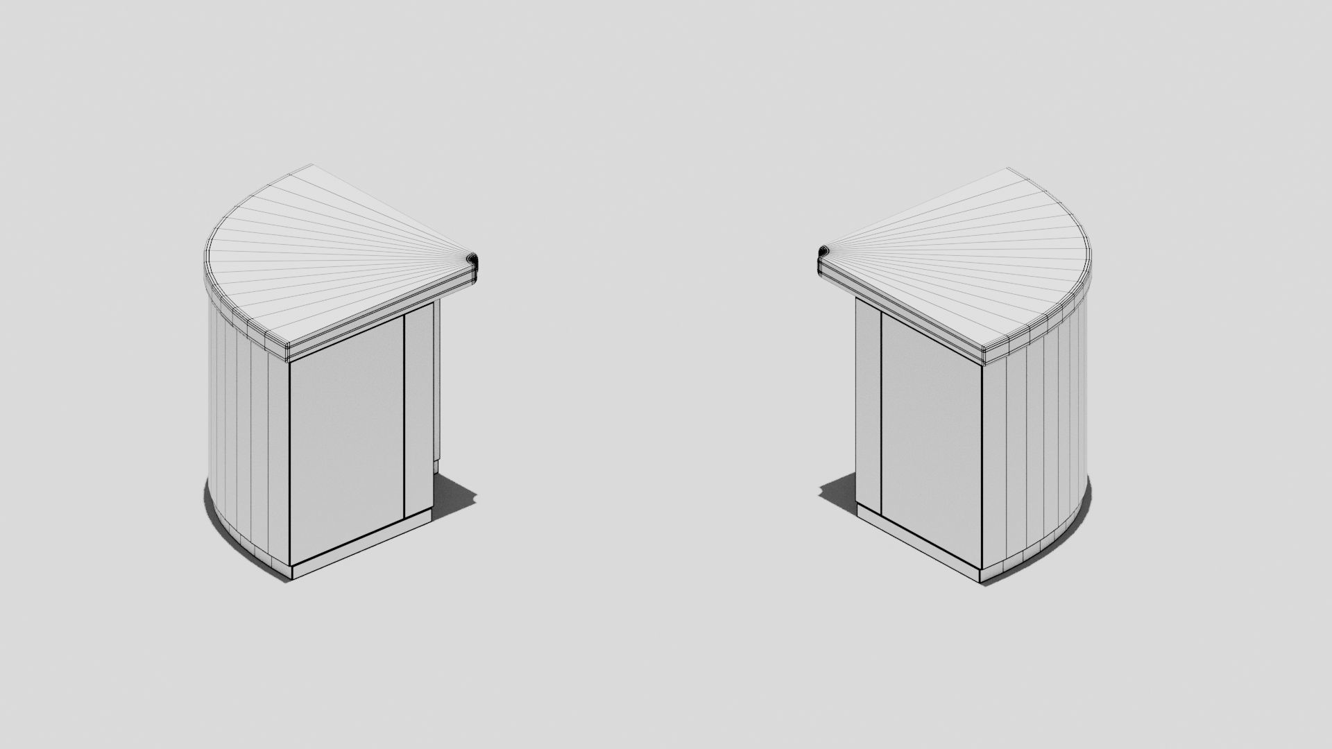 Japanese Furniture Kit - Counter 7 of 7 Inner Round Corner Low-poly 3D model_8