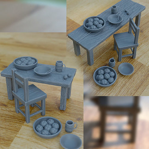 KITCHEN PROPS FOR DIORAMA TABLETOP 1-35 SUPPORTED STL 3D print model