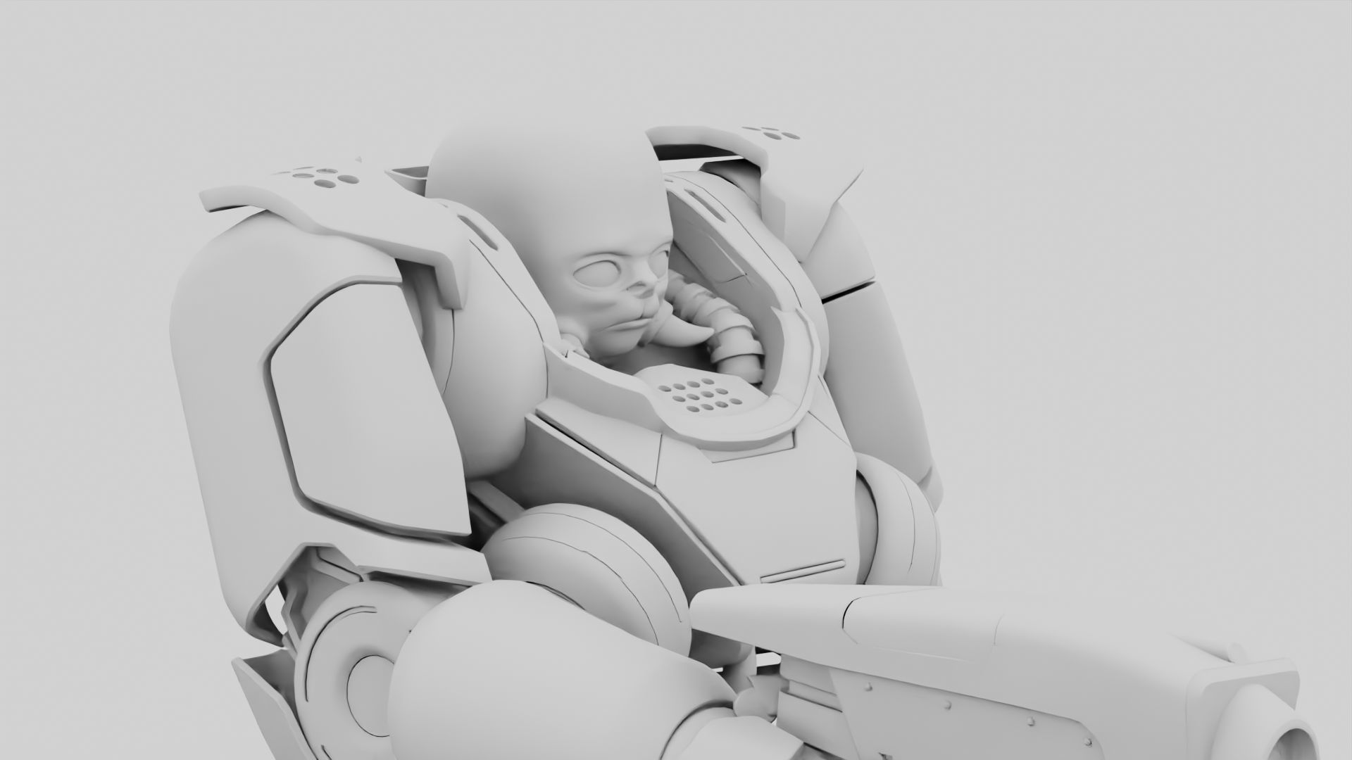 CYBORG ALIEN FIGHTER rigged character 3D model_37