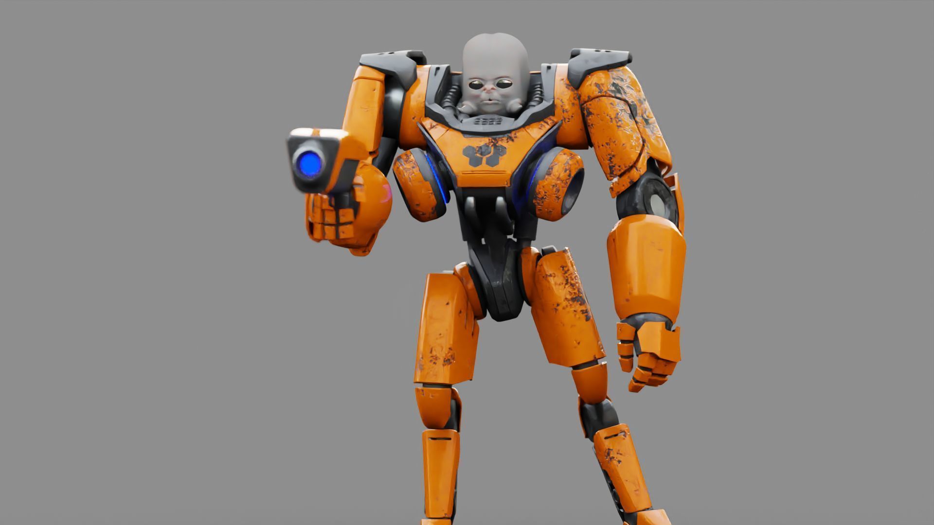 CYBORG ALIEN FIGHTER rigged character 3D model_10
