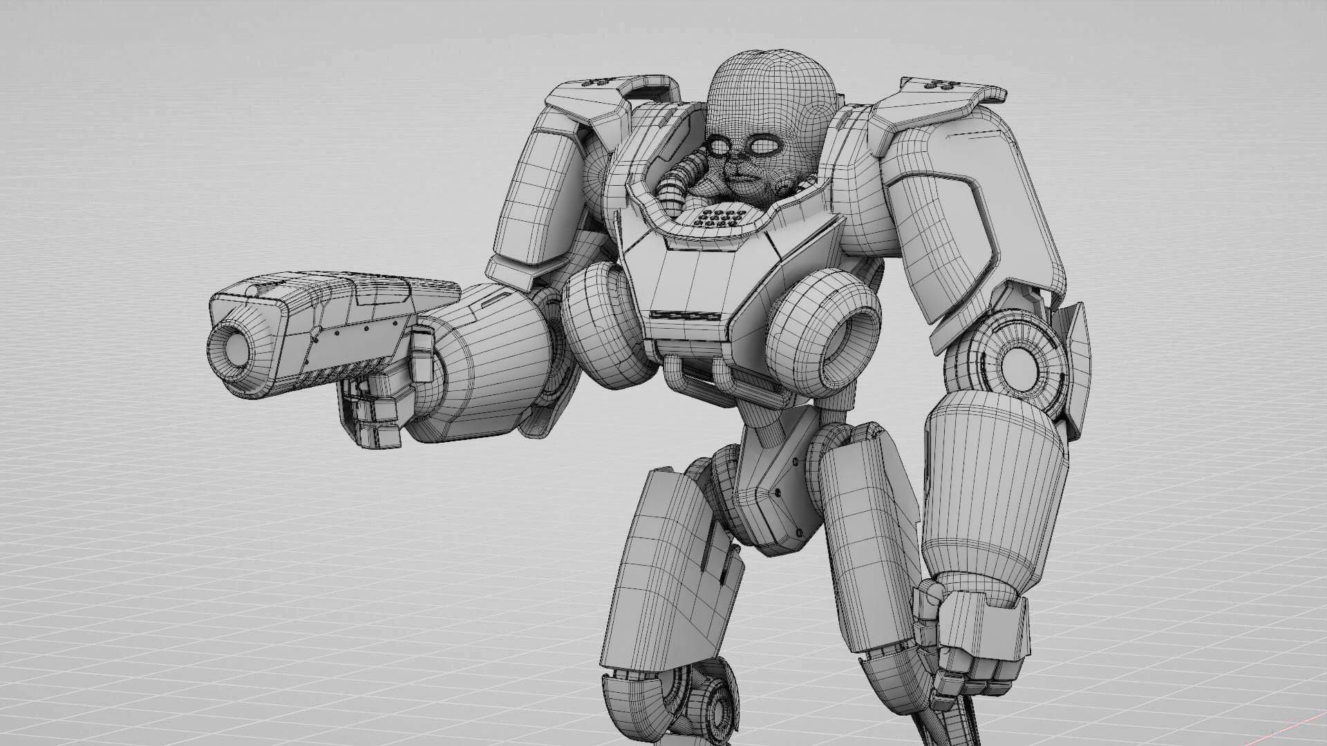 CYBORG ALIEN FIGHTER rigged character 3D model_31