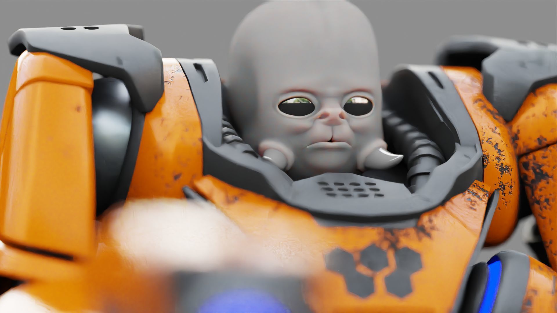 CYBORG ALIEN FIGHTER rigged character 3D model_19