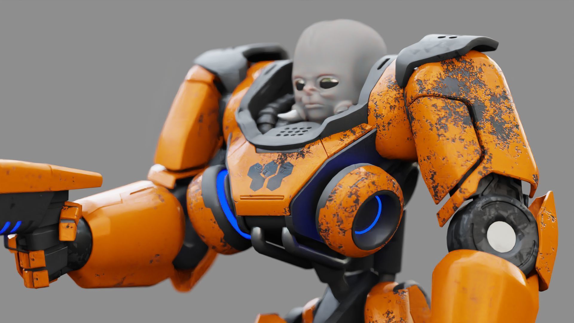 CYBORG ALIEN FIGHTER rigged character 3D model_15