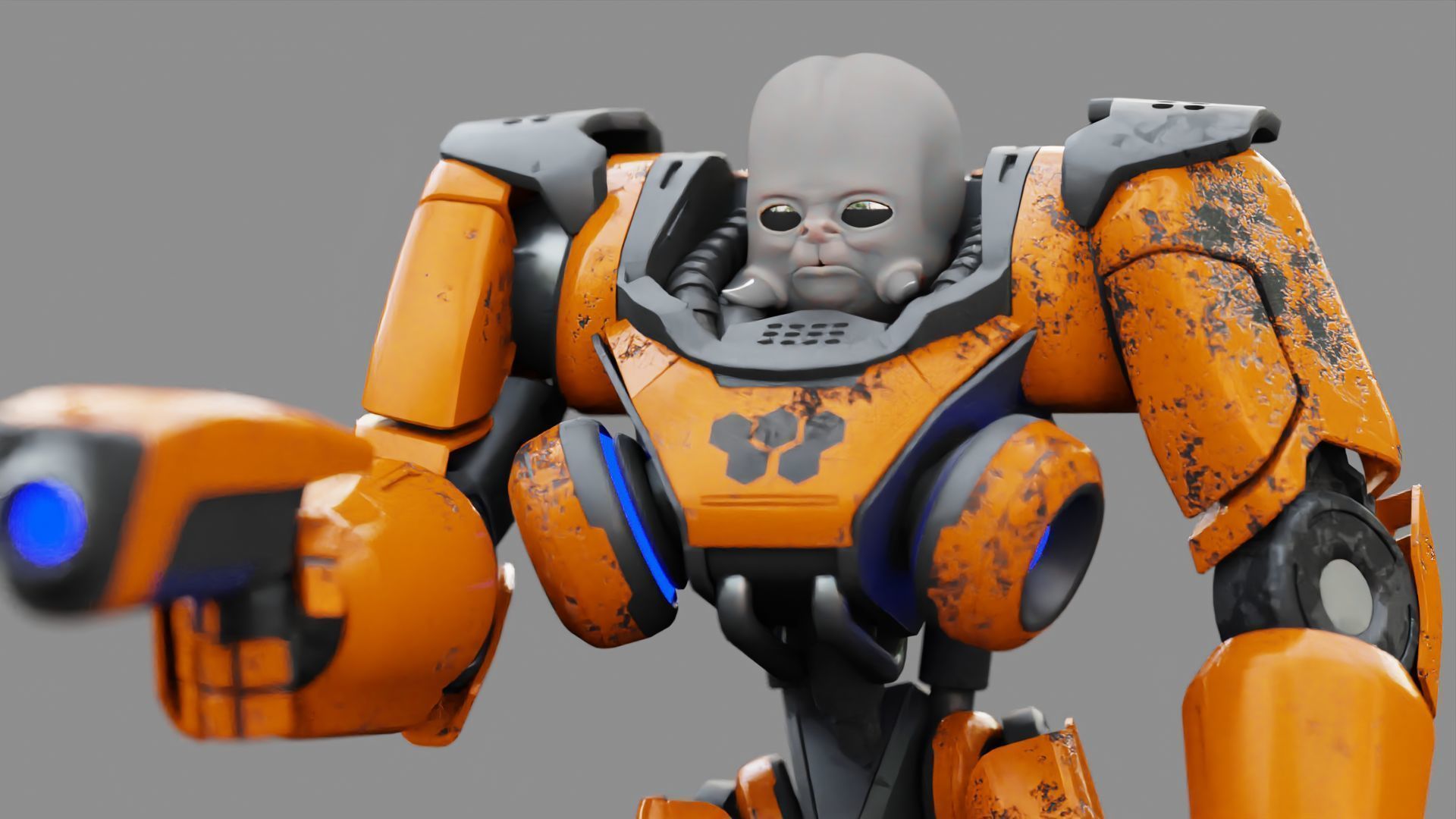 CYBORG ALIEN FIGHTER rigged character 3D model_16