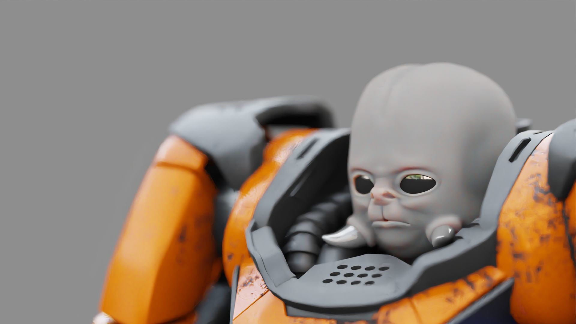 CYBORG ALIEN FIGHTER rigged character 3D model_22