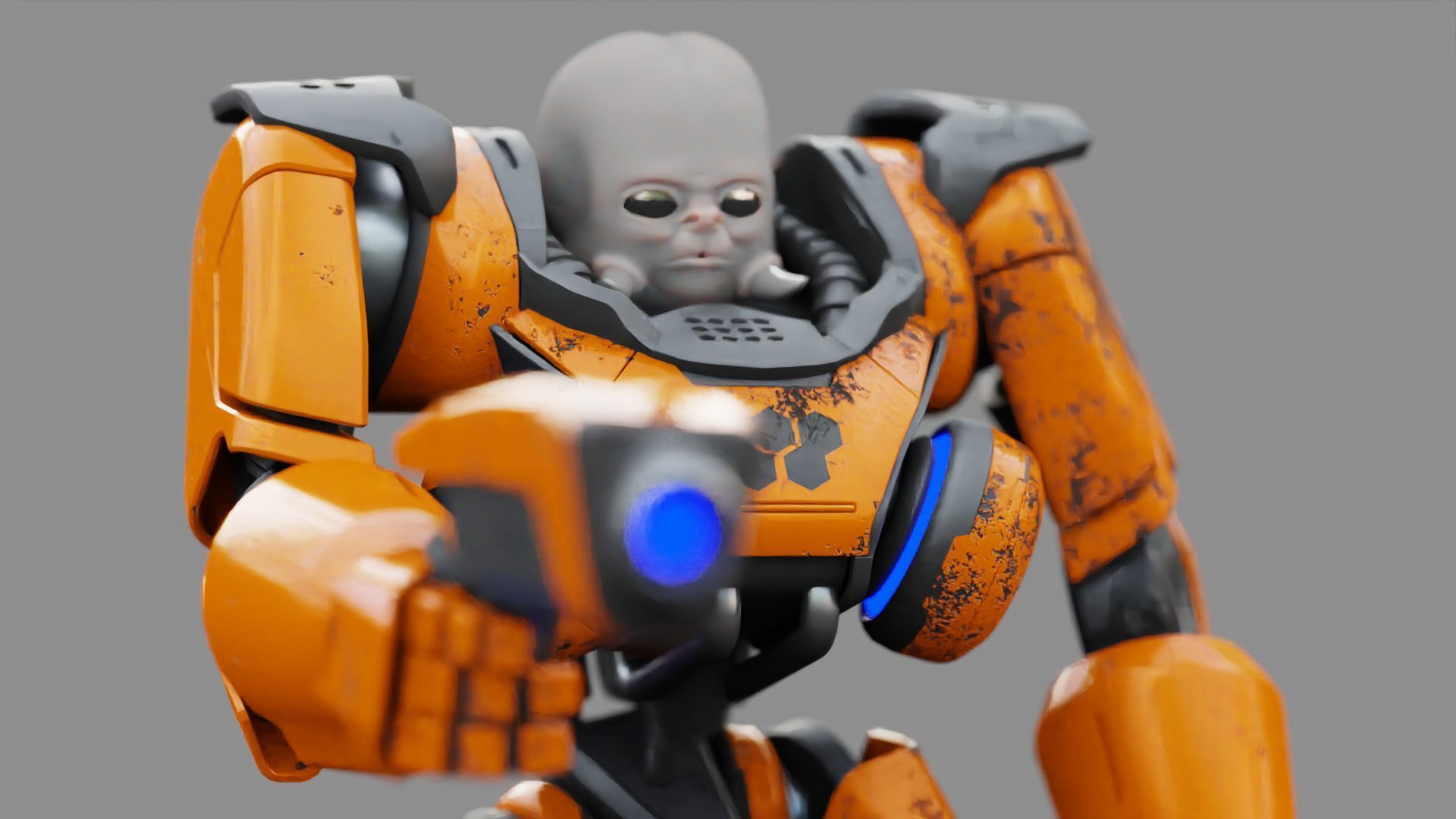 CYBORG ALIEN FIGHTER rigged character 3D model_18