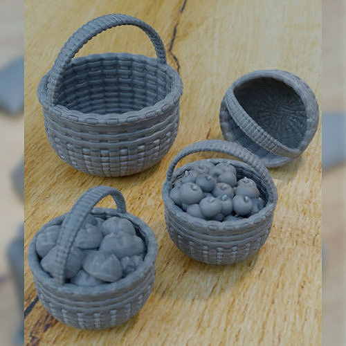 3 BASKET FOR DIORAMA TABLETOP 1-35 SUPPORTED STL 3D print model