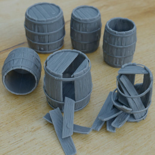 BARRELS FOR DIORAMA TABLETOP 1-35 SUPPORTED STL 3D print model_1
