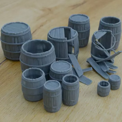BARRELS FOR DIORAMA TABLETOP 1-35 SUPPORTED STL 3D print model_0