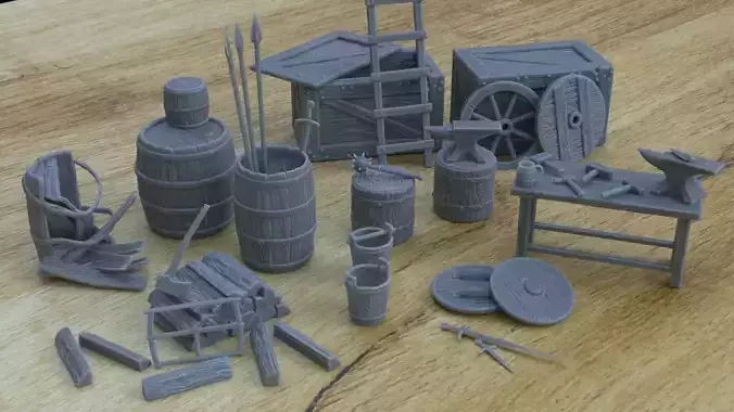 BLACKSMITH PROPS FOR DIORAMA TABLETOP 1-35 SUPPORTED STL 3D print model