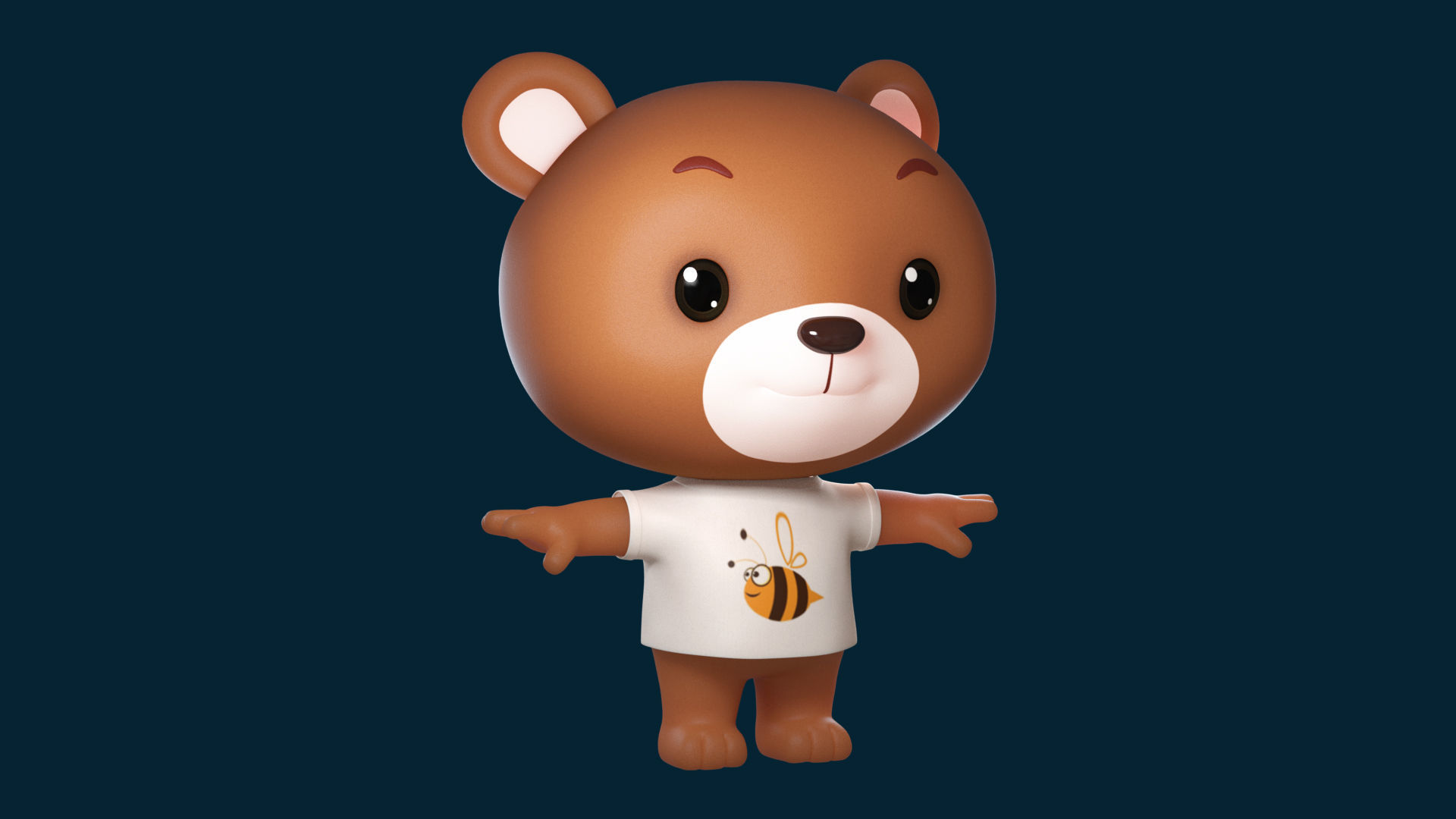 Bear 3D model wearing t - shirt 3D model_6